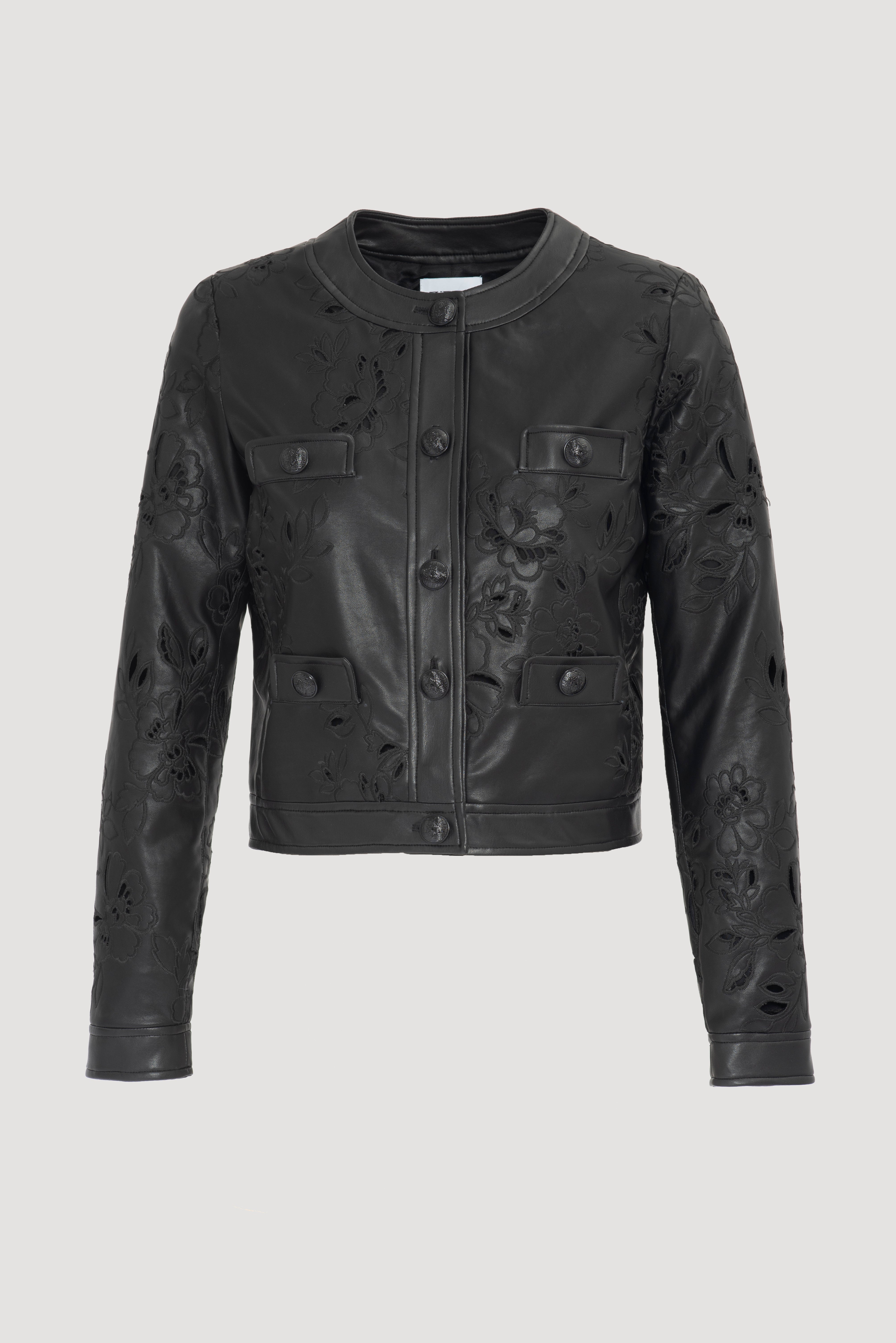 Veste en éco-cuir brodée