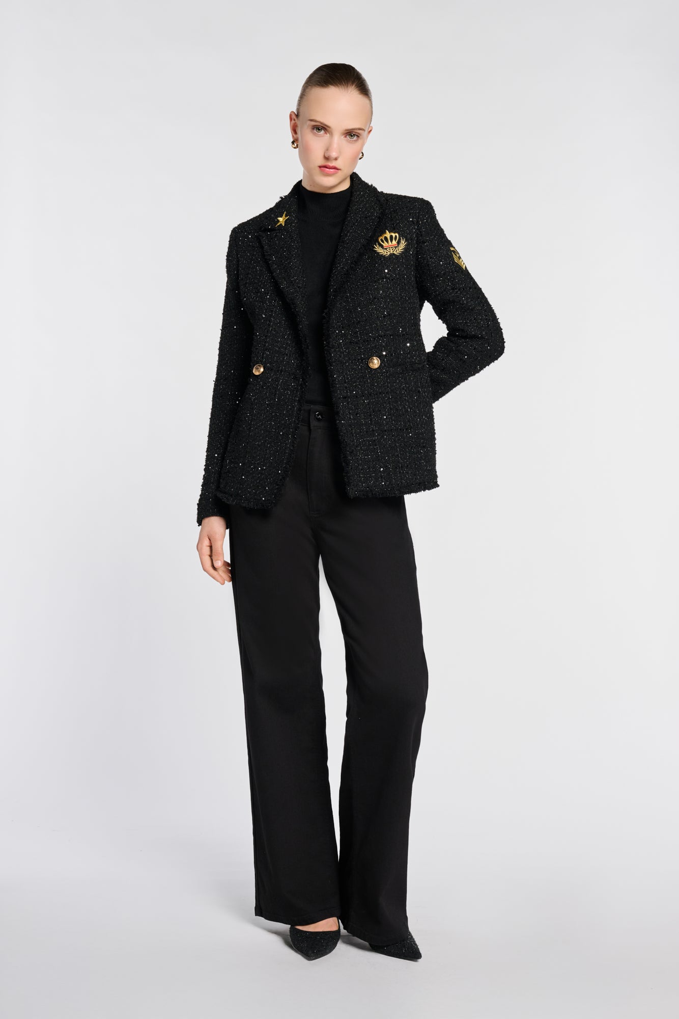 Patchwork tweed blazer