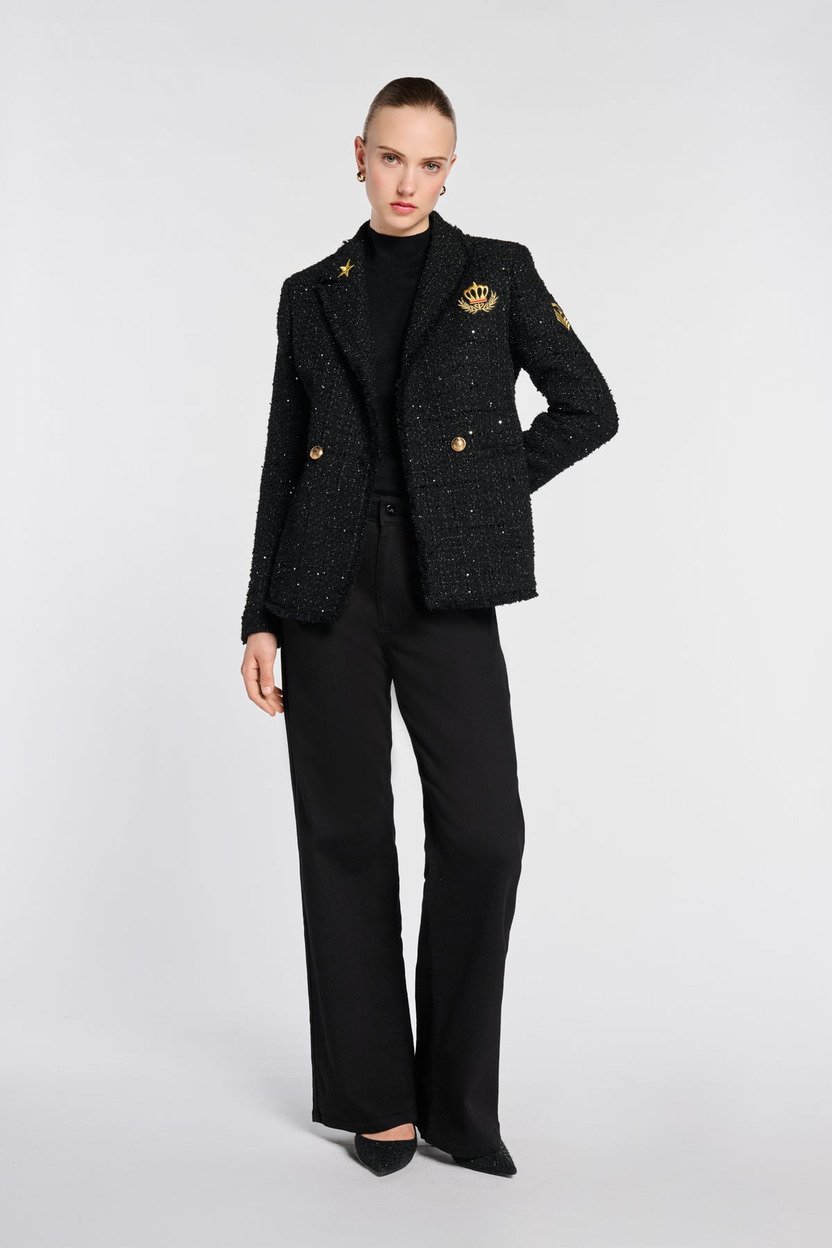 Patchwork tweed blazer