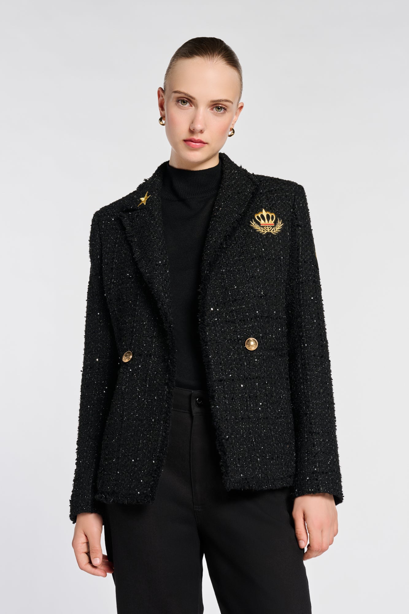 Patchwork tweed blazer