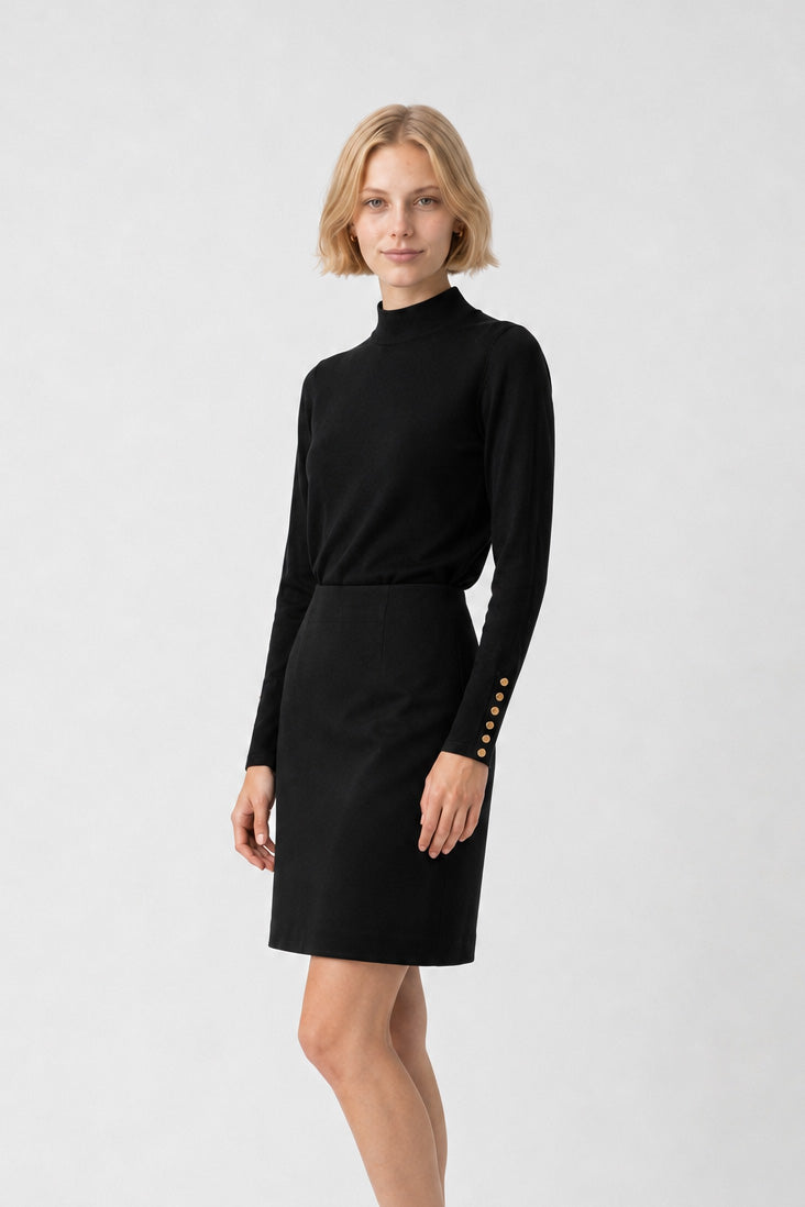 Wool crepe straight-fit skirt