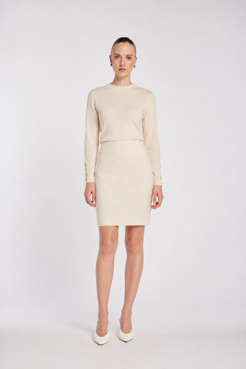 Wool crepe straight-fit skirt