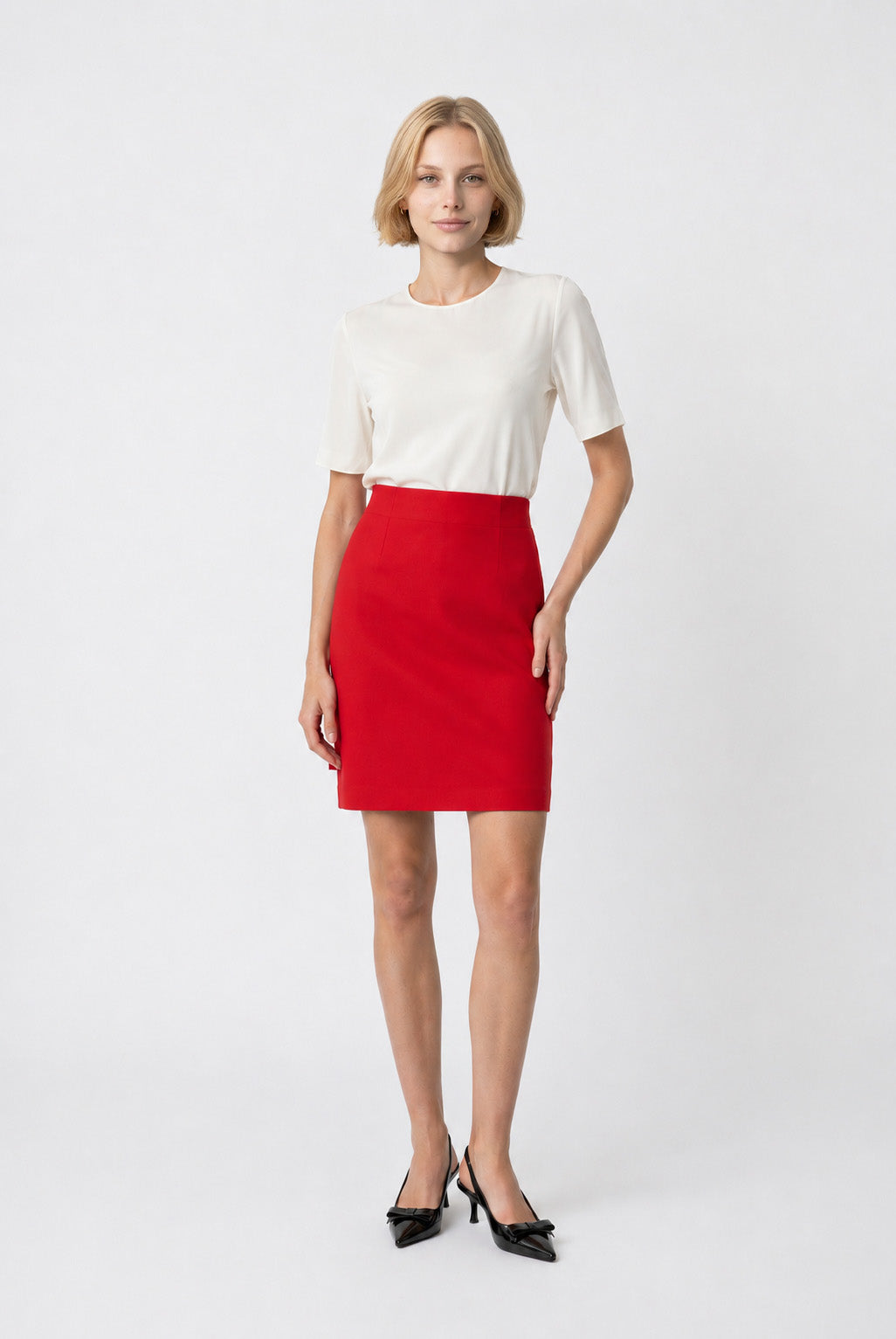 Wool crepe straight-fit skirt
