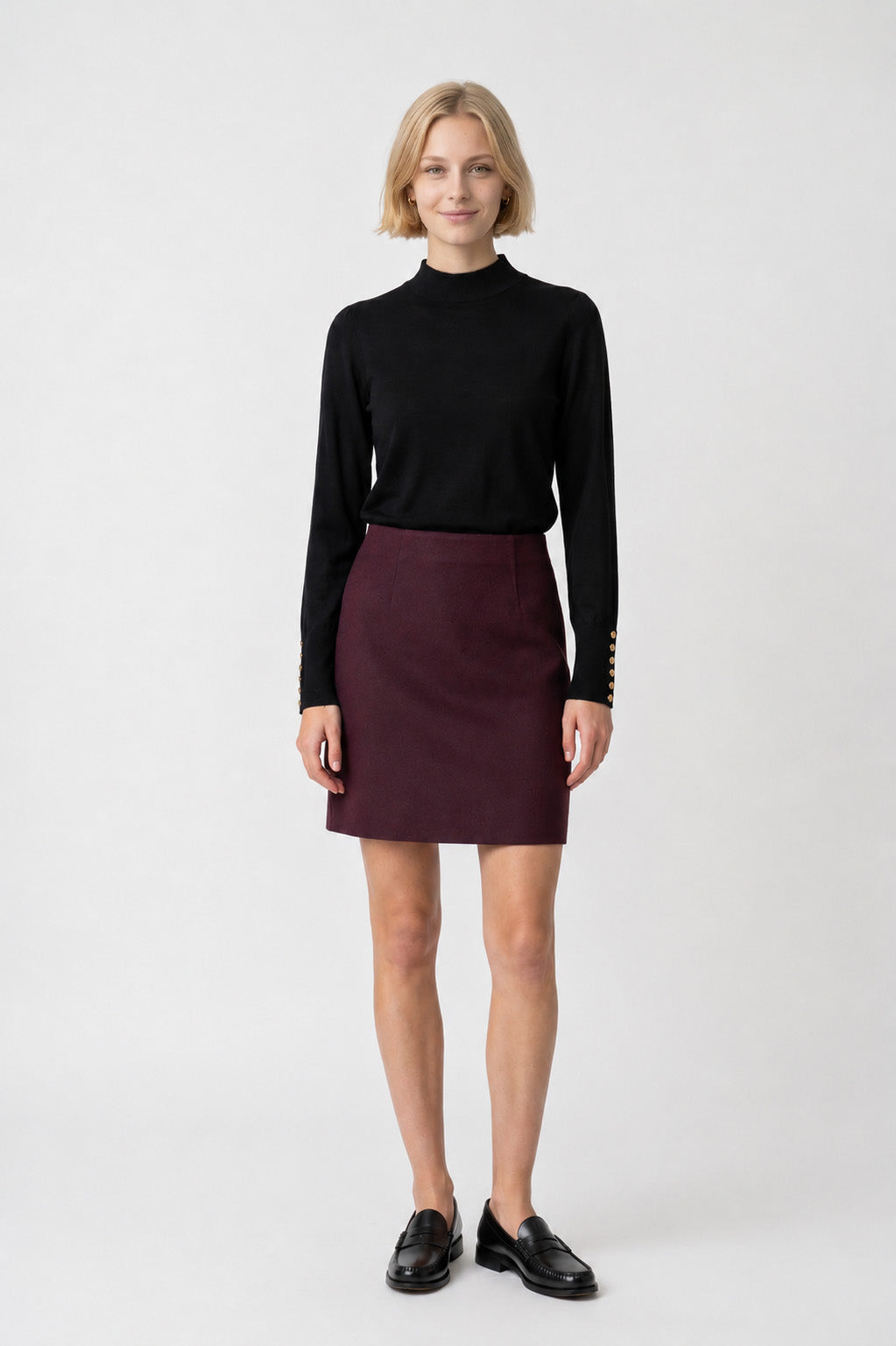Wool crepe straight-fit skirt