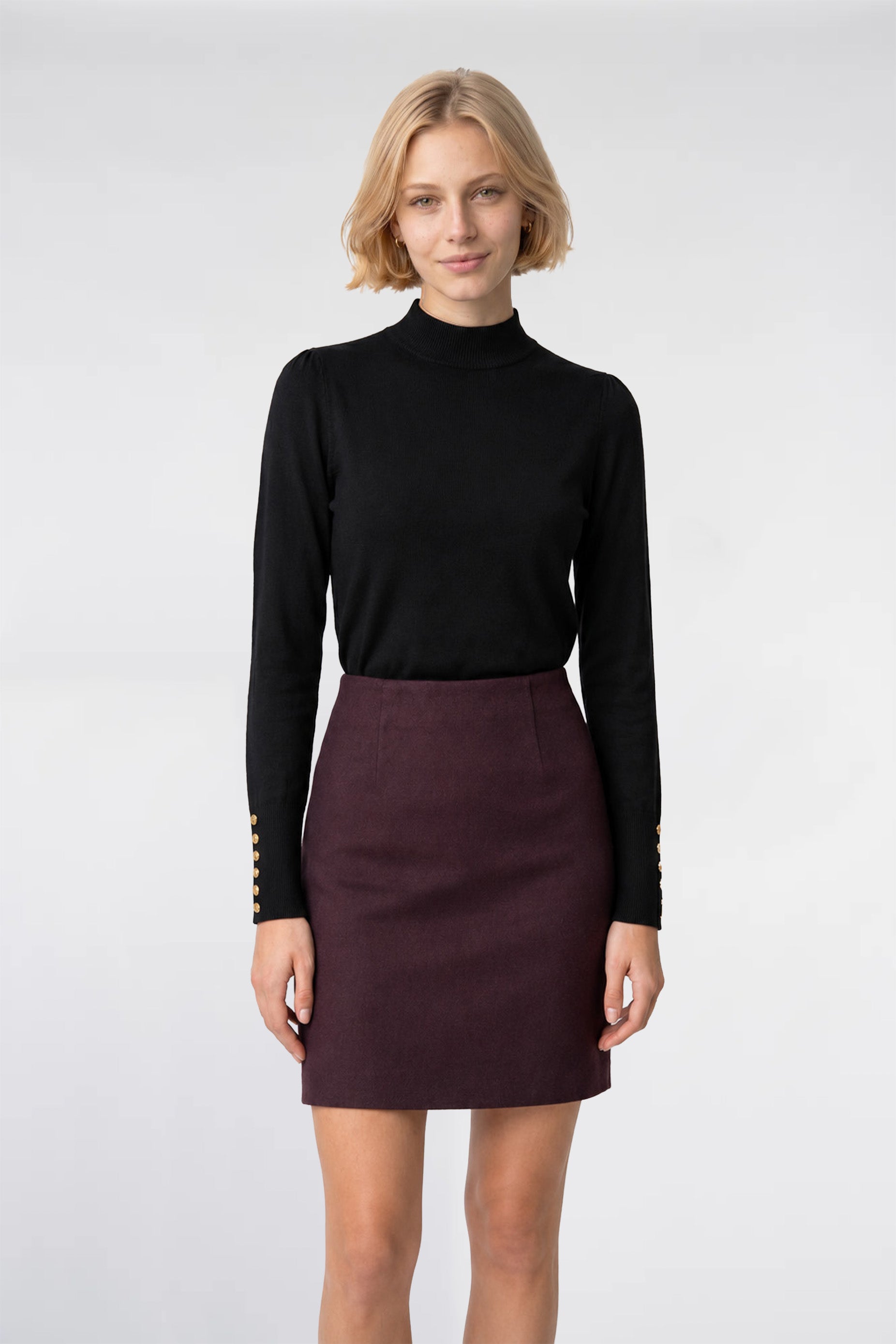Wool crepe straight-fit skirt