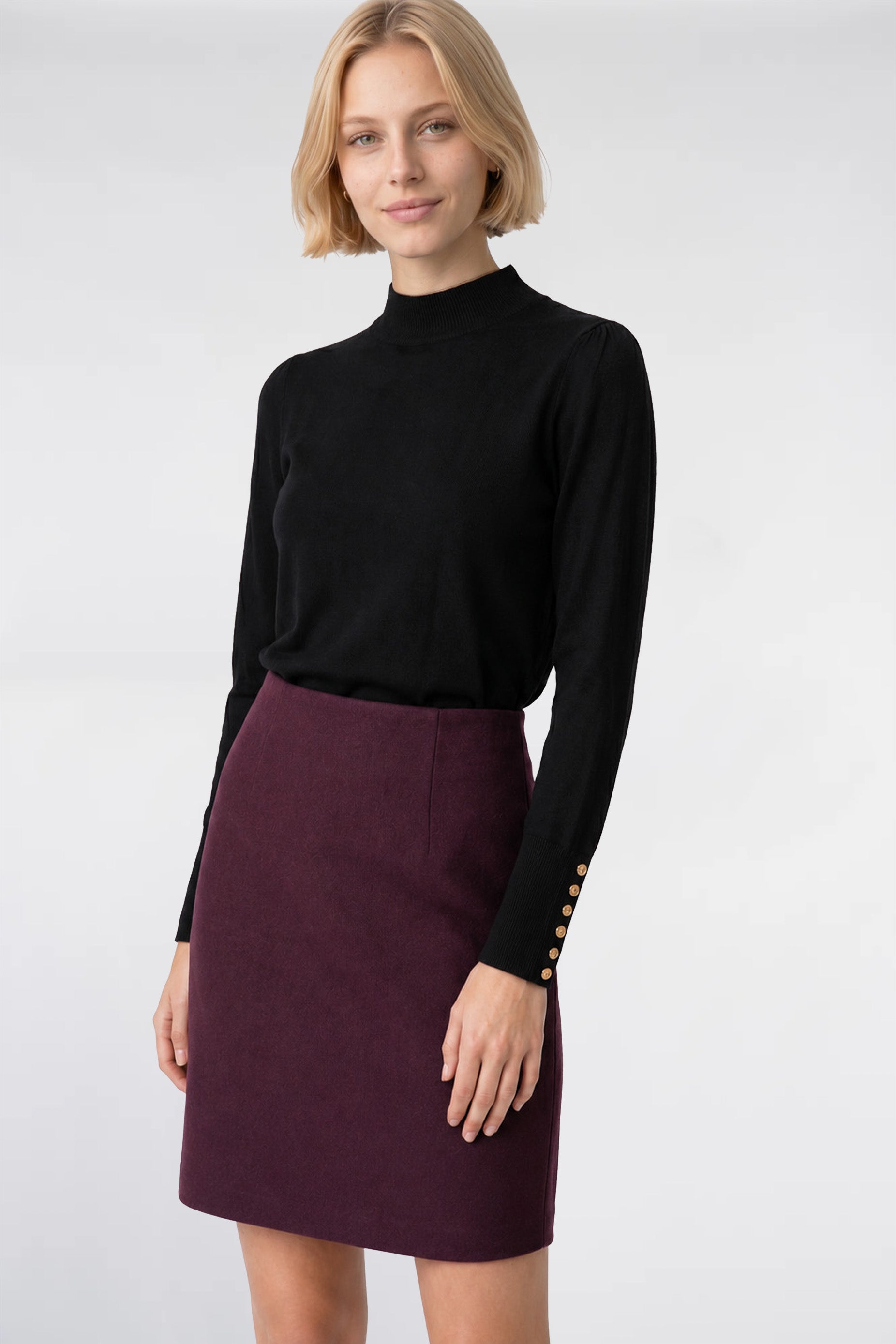Wool crepe straight-fit skirt