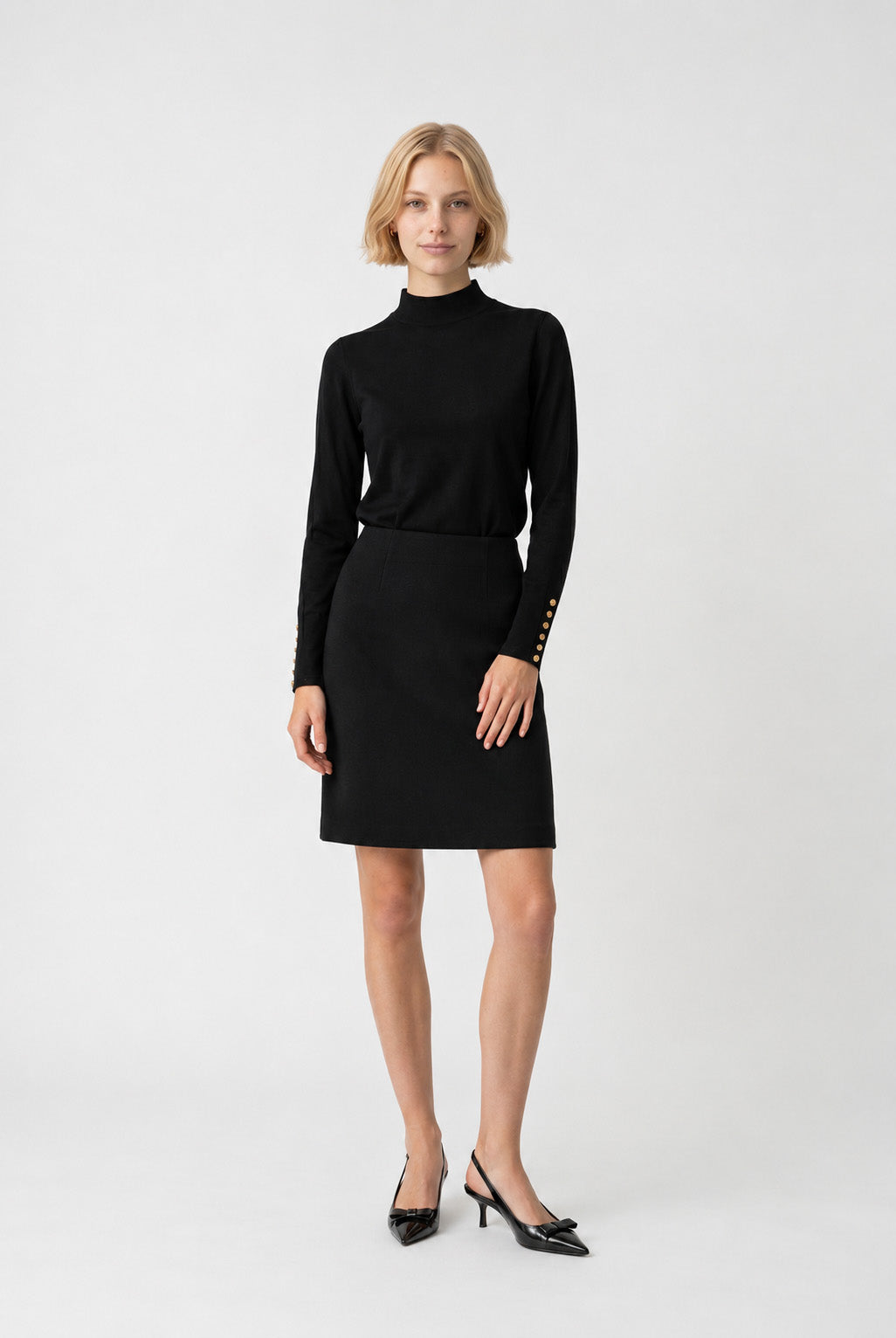 Wool crepe straight-fit skirt