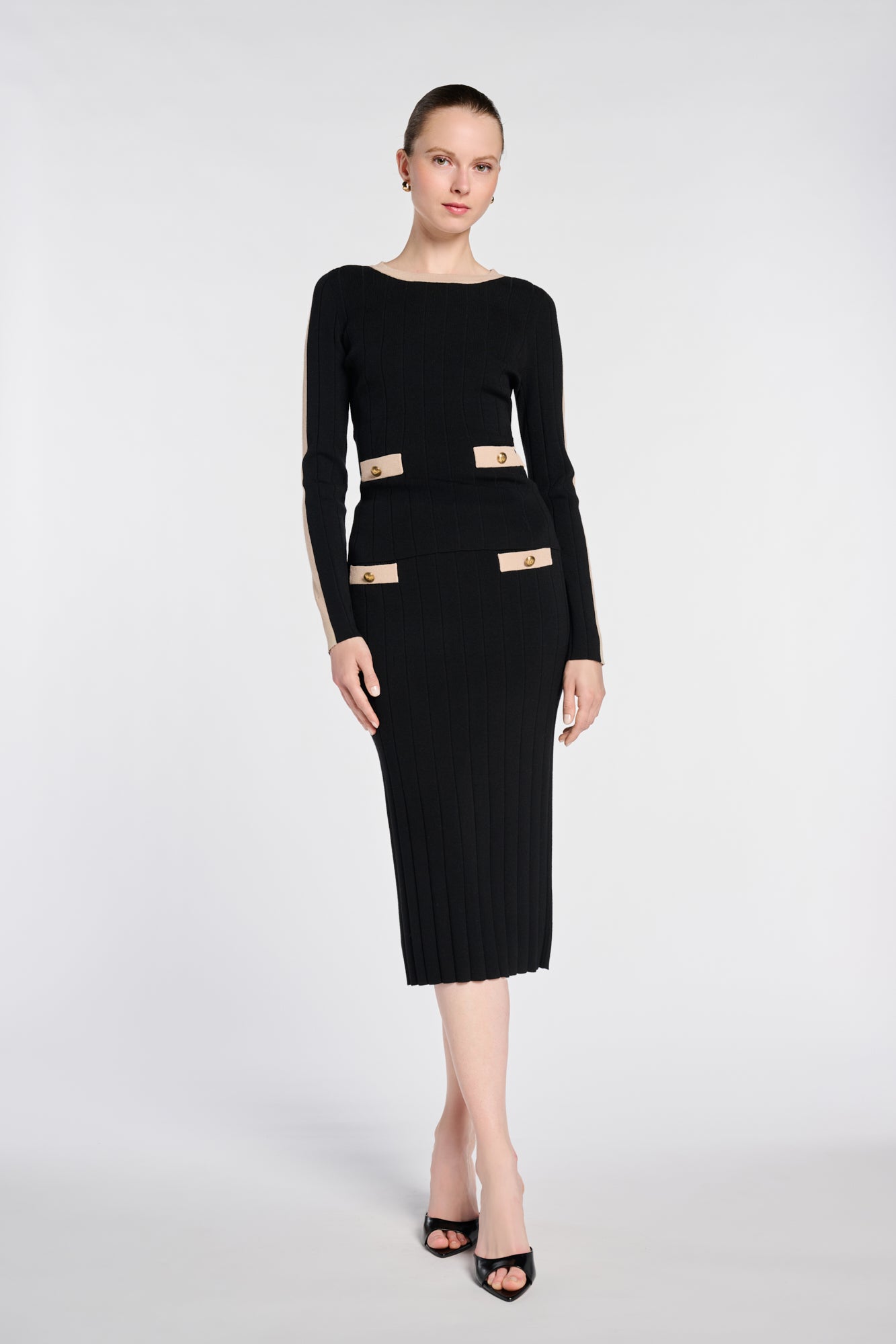 Jupe longue en maille bicolore