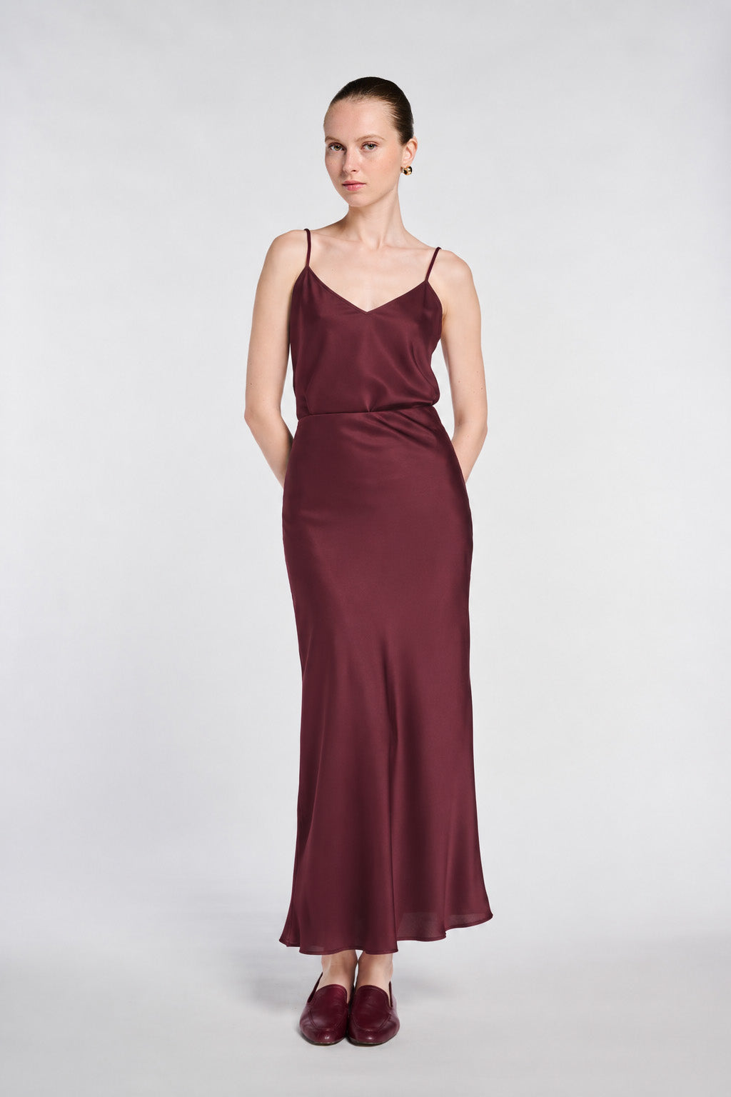 Long satin skirt