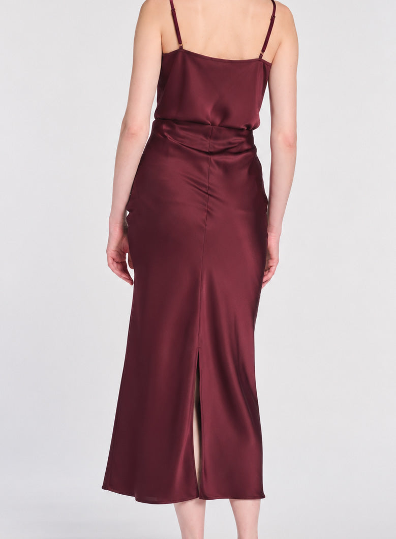 Long satin skirt