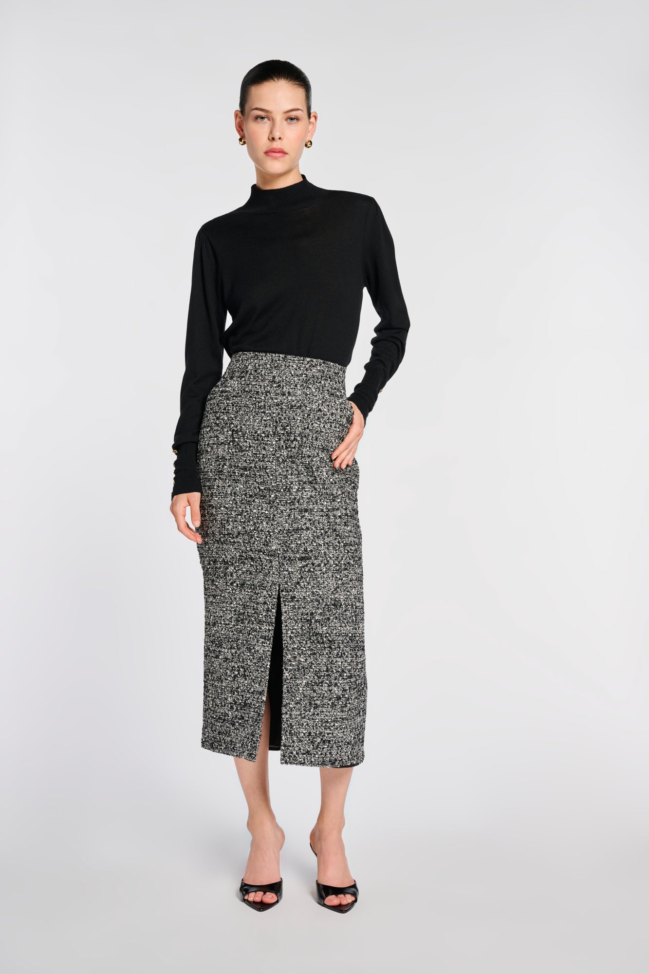 Jupe longue en tweed