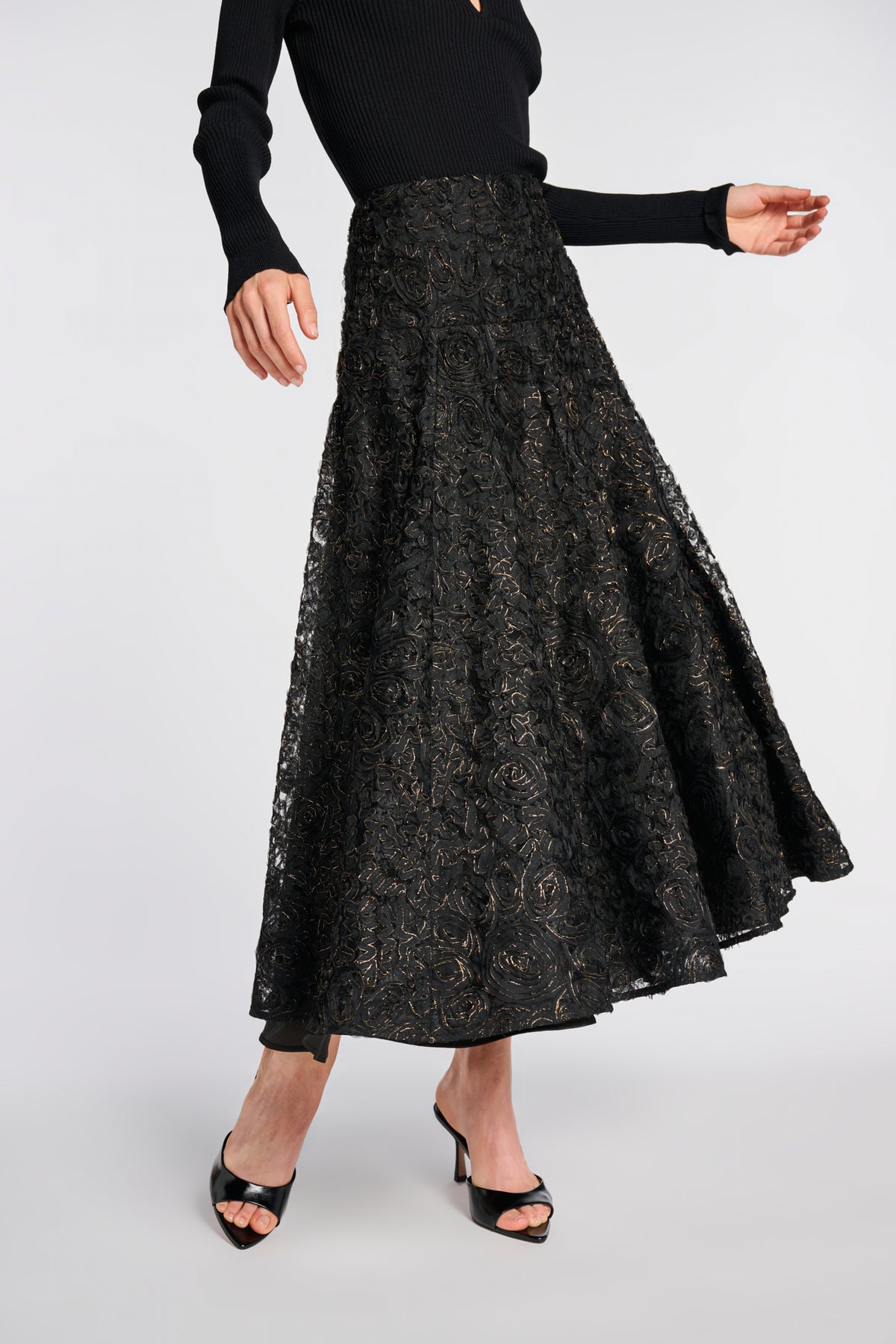 Long iridescent lace skirt