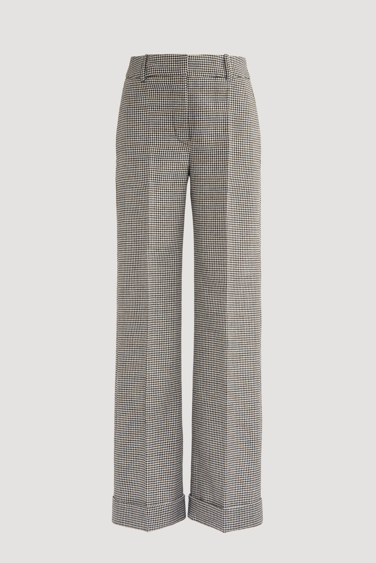 Wide-leg houndstooth trousers