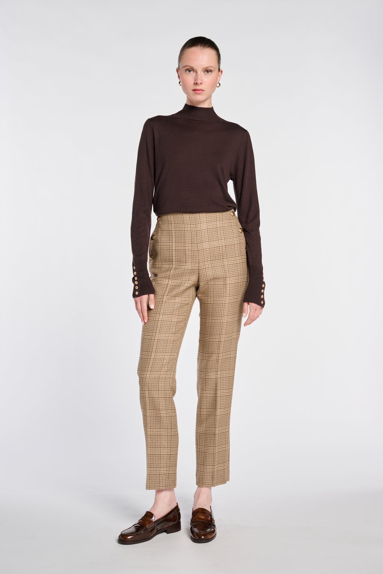 Prince of Wales check cigarette trousers