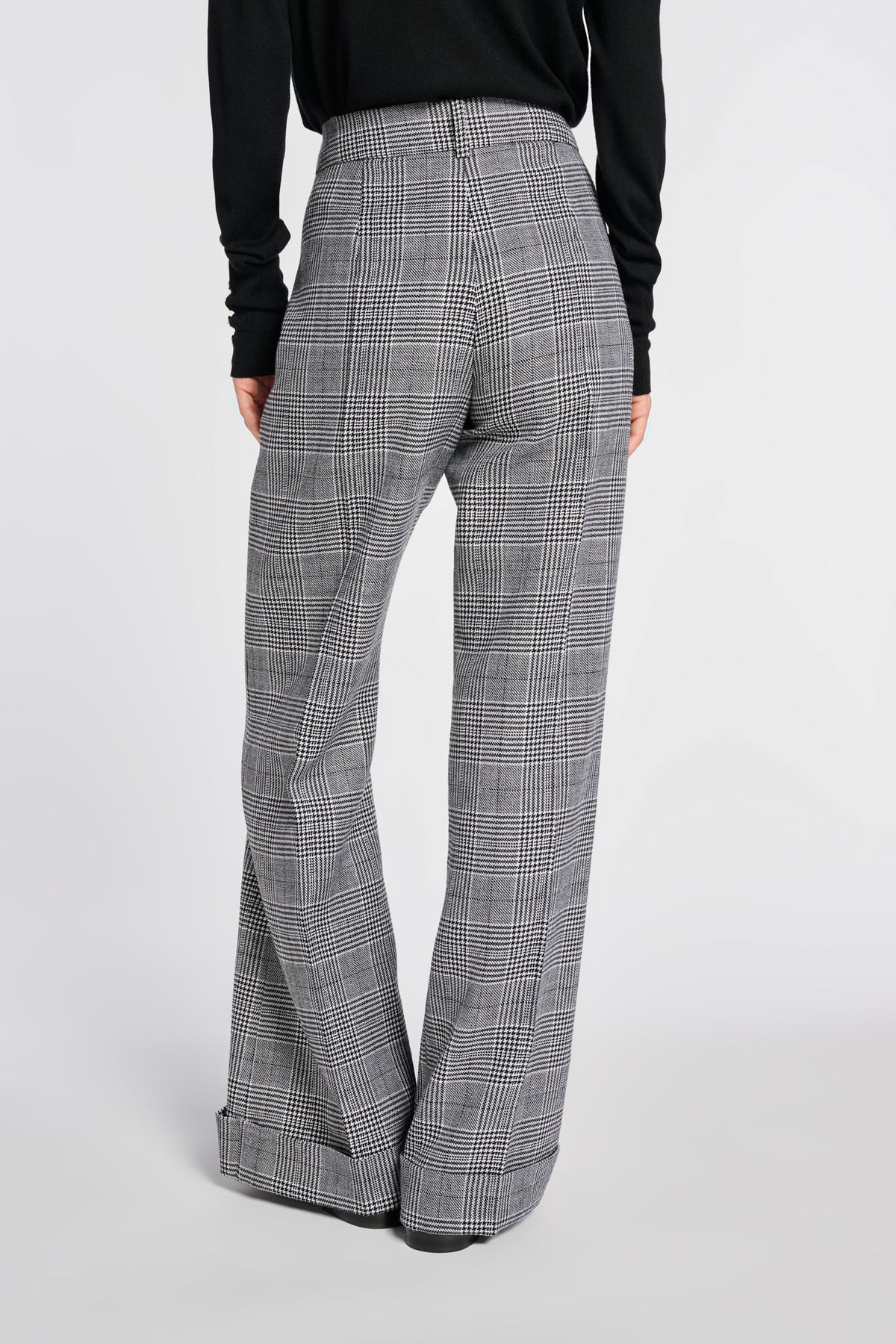 Wide-leg Prince of Wales check trousers