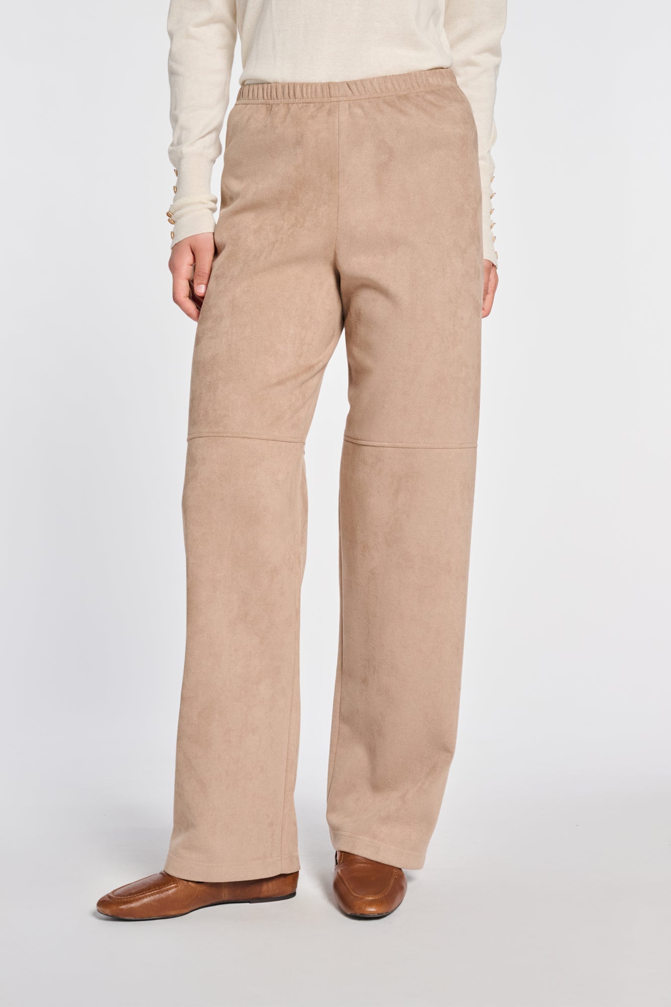 Pantalon large élastiqué en suédine