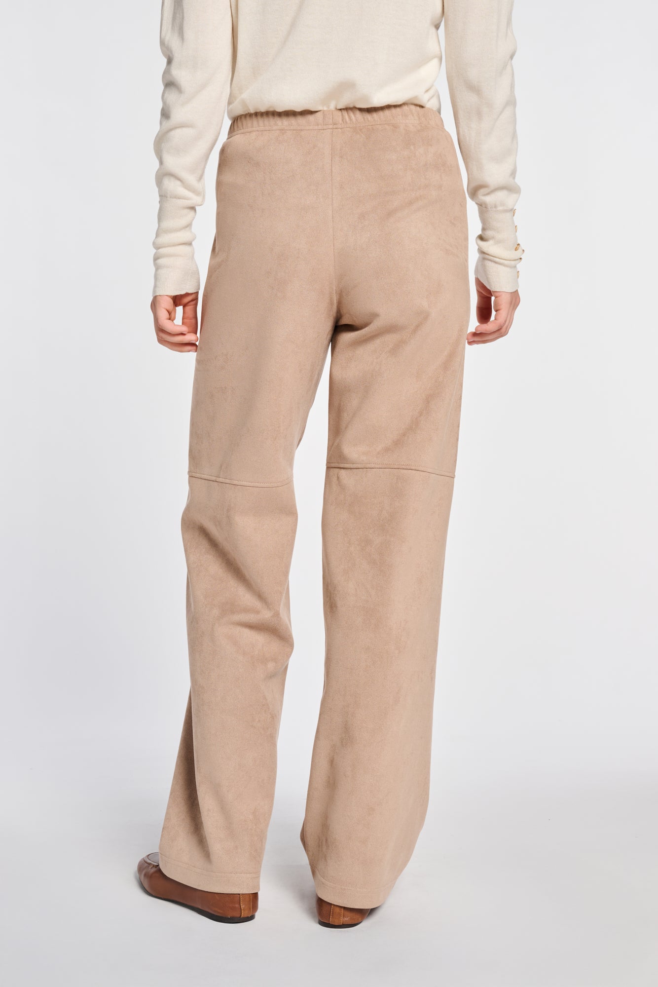 Pantalon large élastiqué en suédine