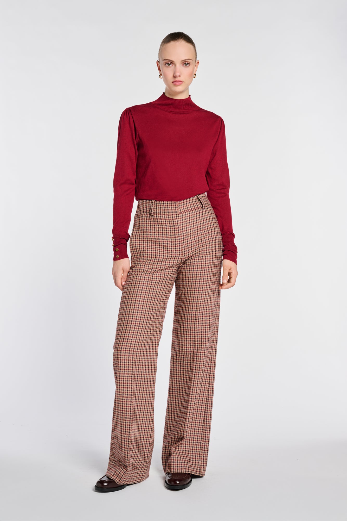 Pantalon large à carreaux