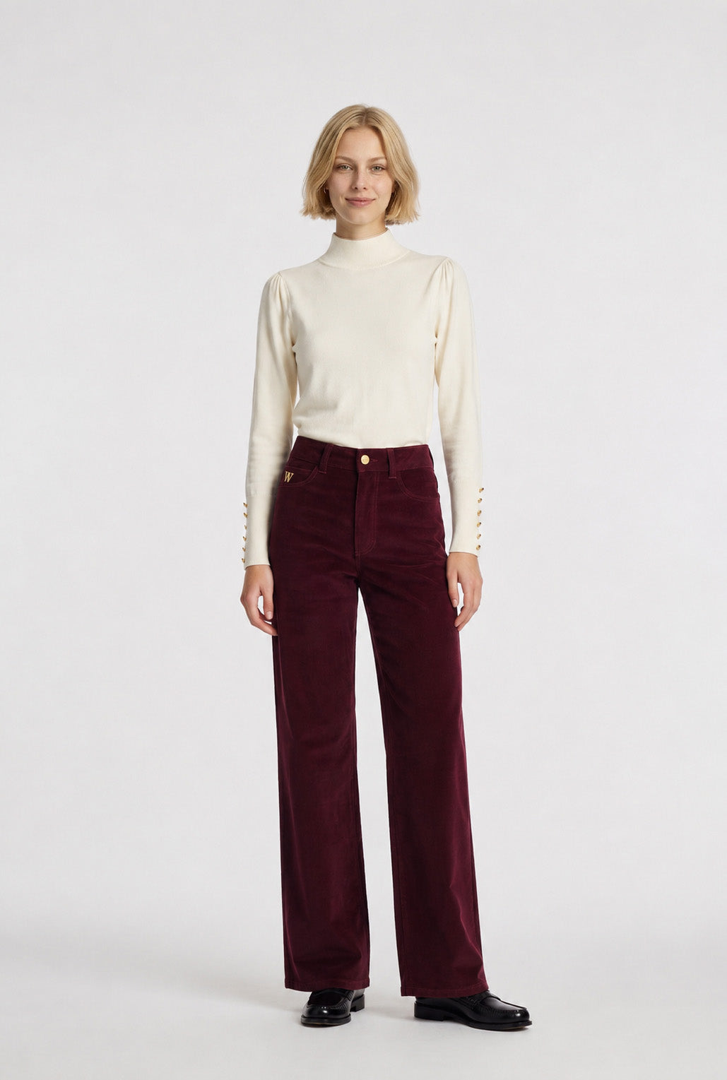Wide-leg velvet trousers