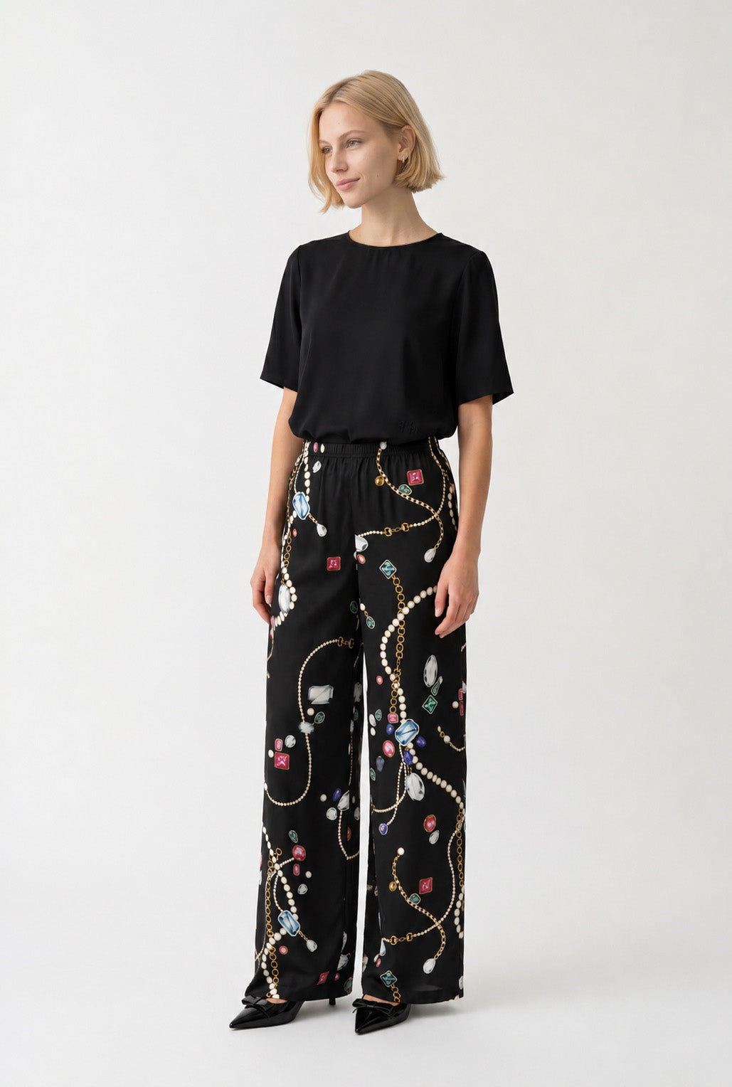 Pantalon élastiqué imprimé