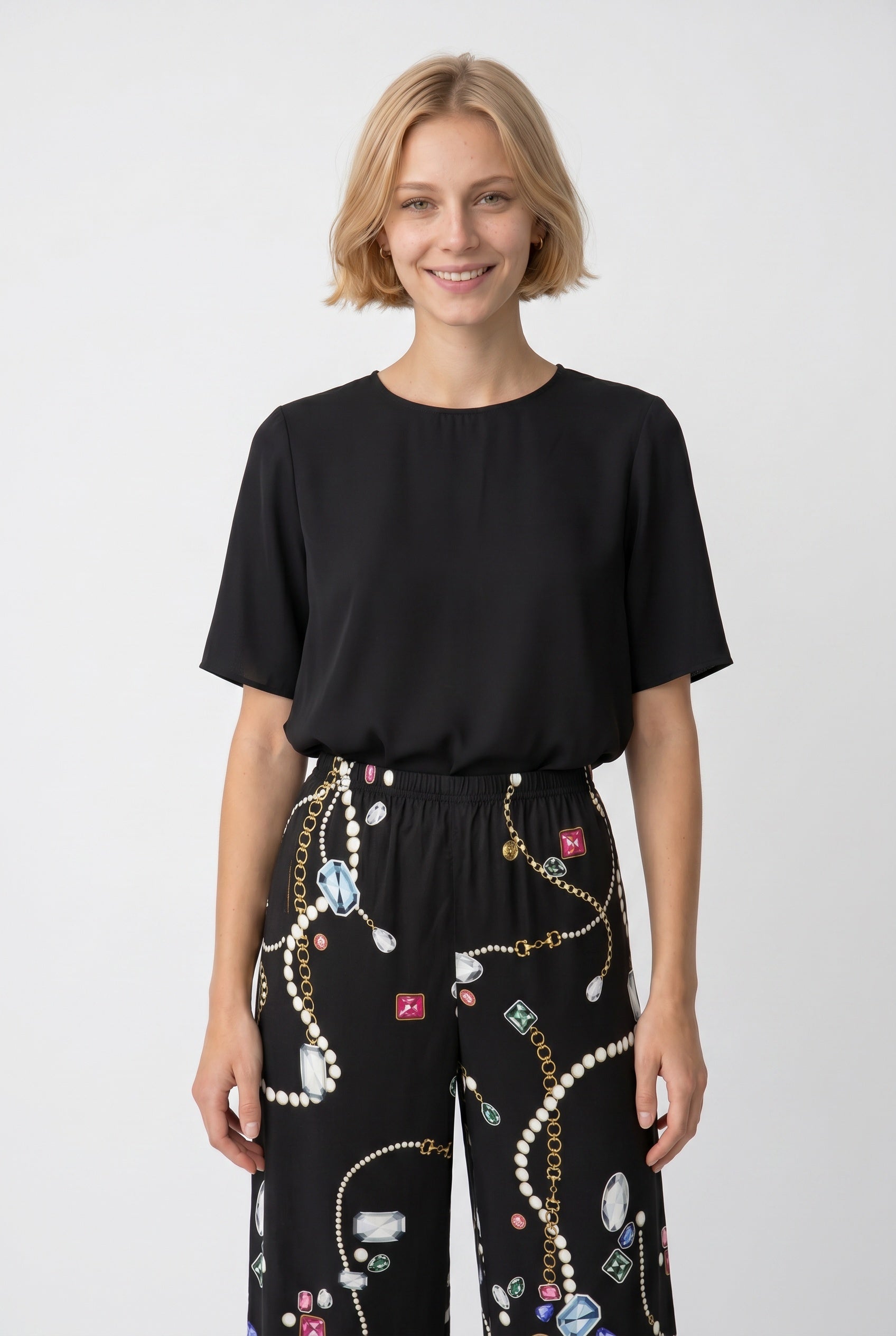 Pantalon élastiqué imprimé