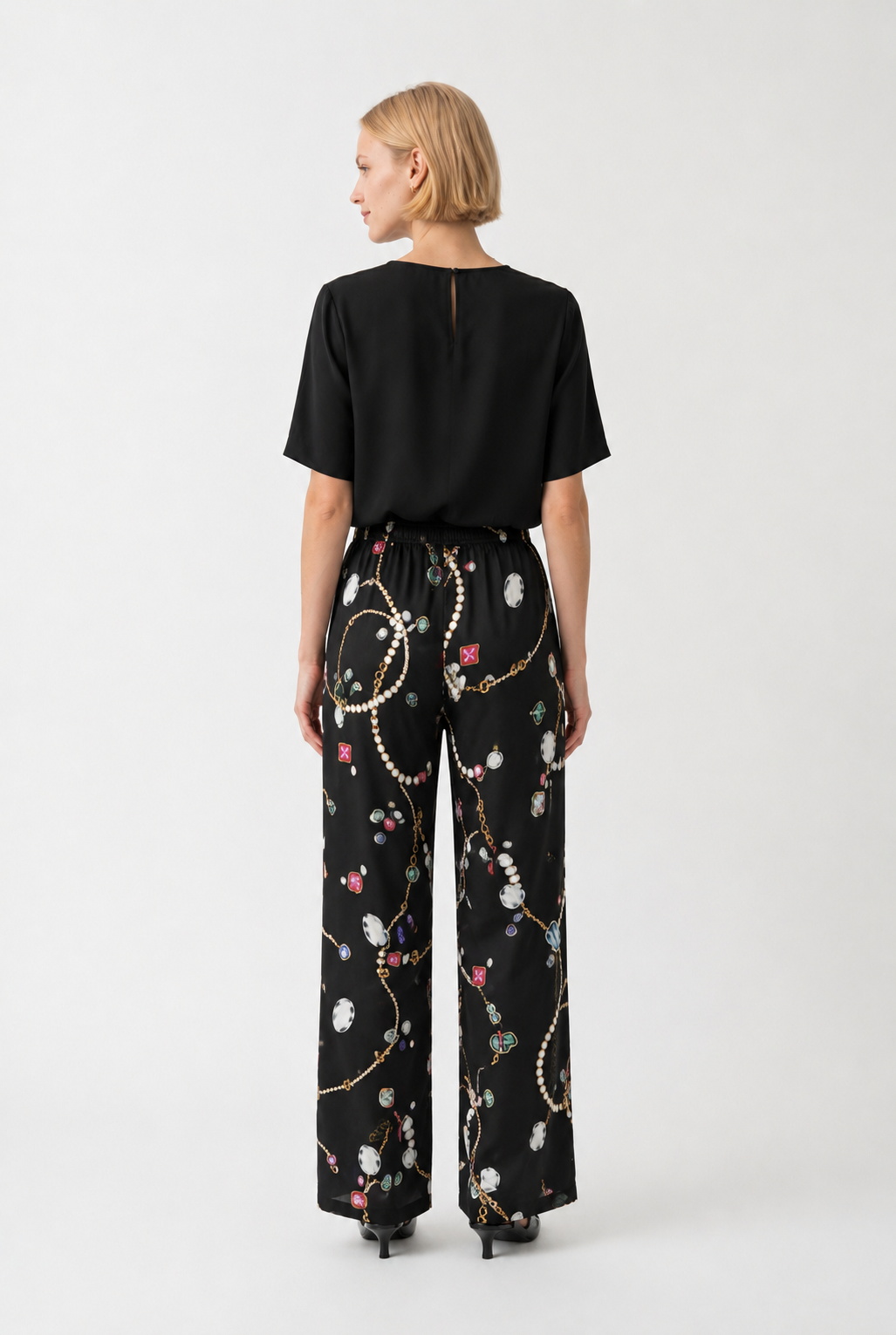 Pantalon élastiqué imprimé
