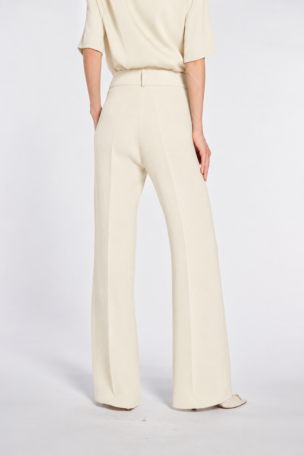 Pantalon large en crêpe laine