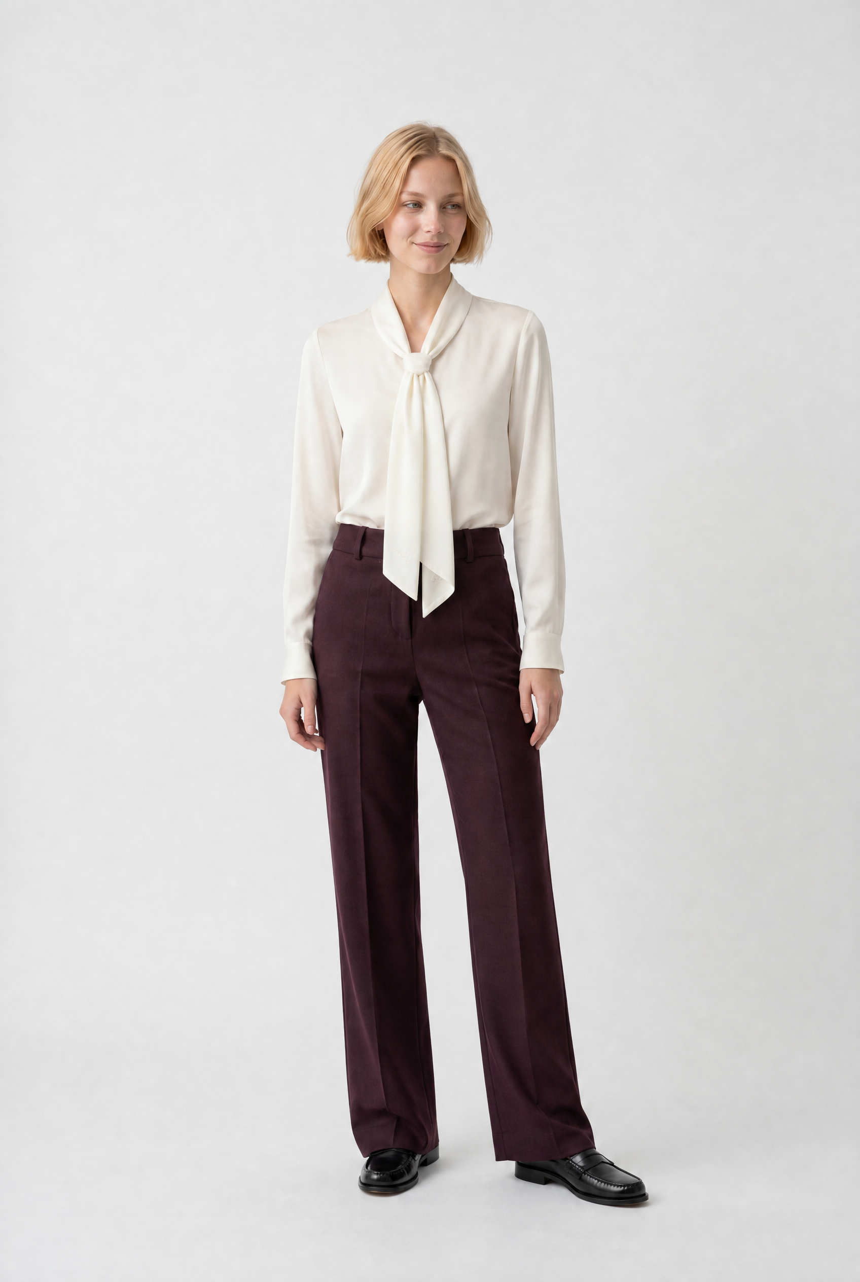 Wide-leg wool crepe trousers