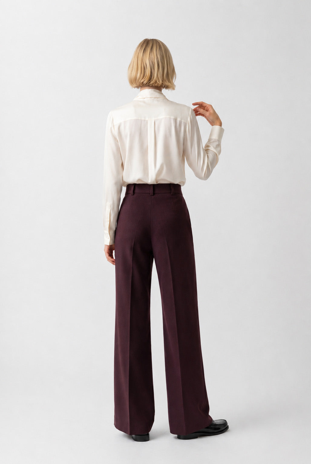 Wide-leg wool crepe trousers