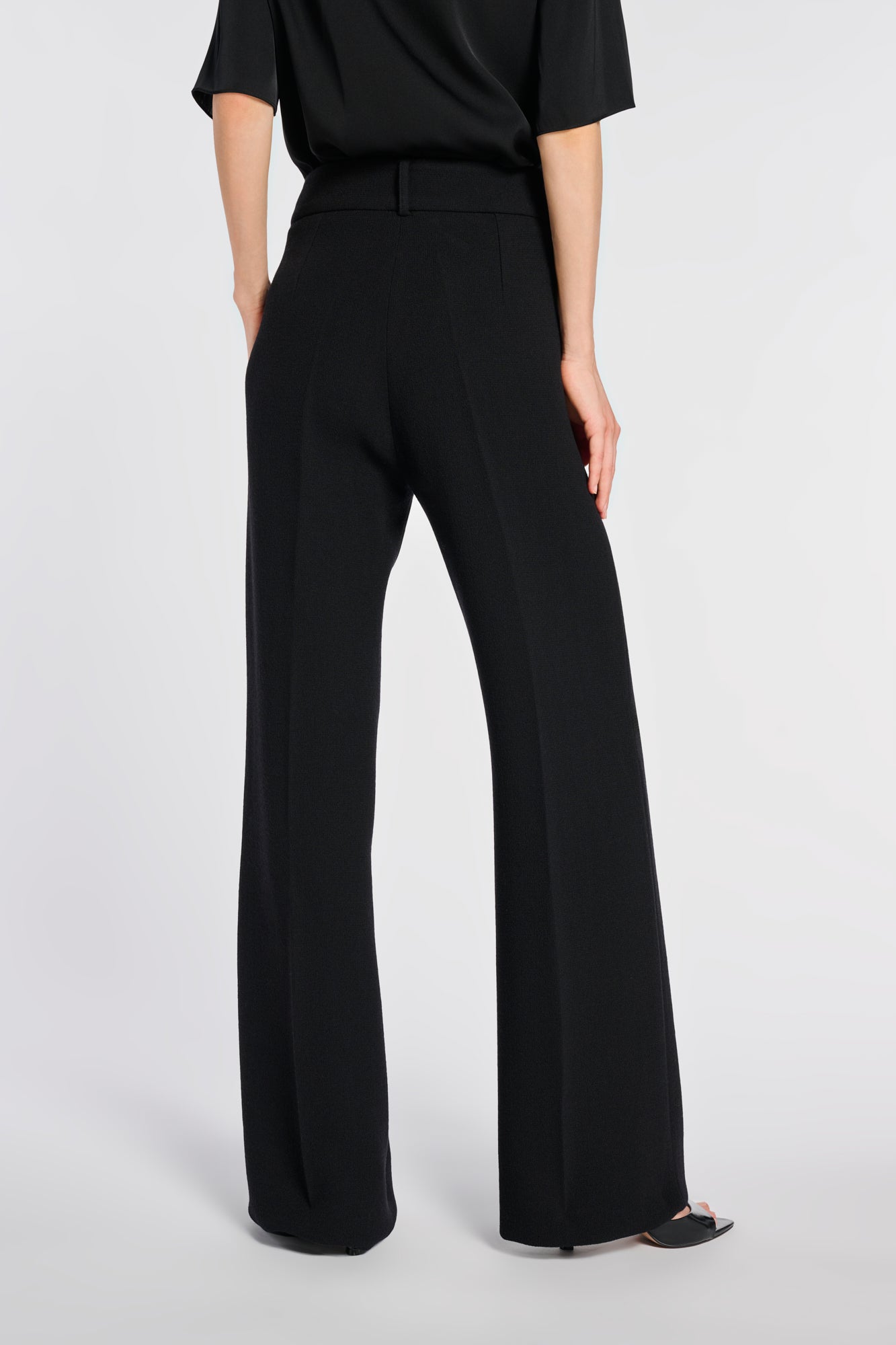 Pantalon large en crêpe laine