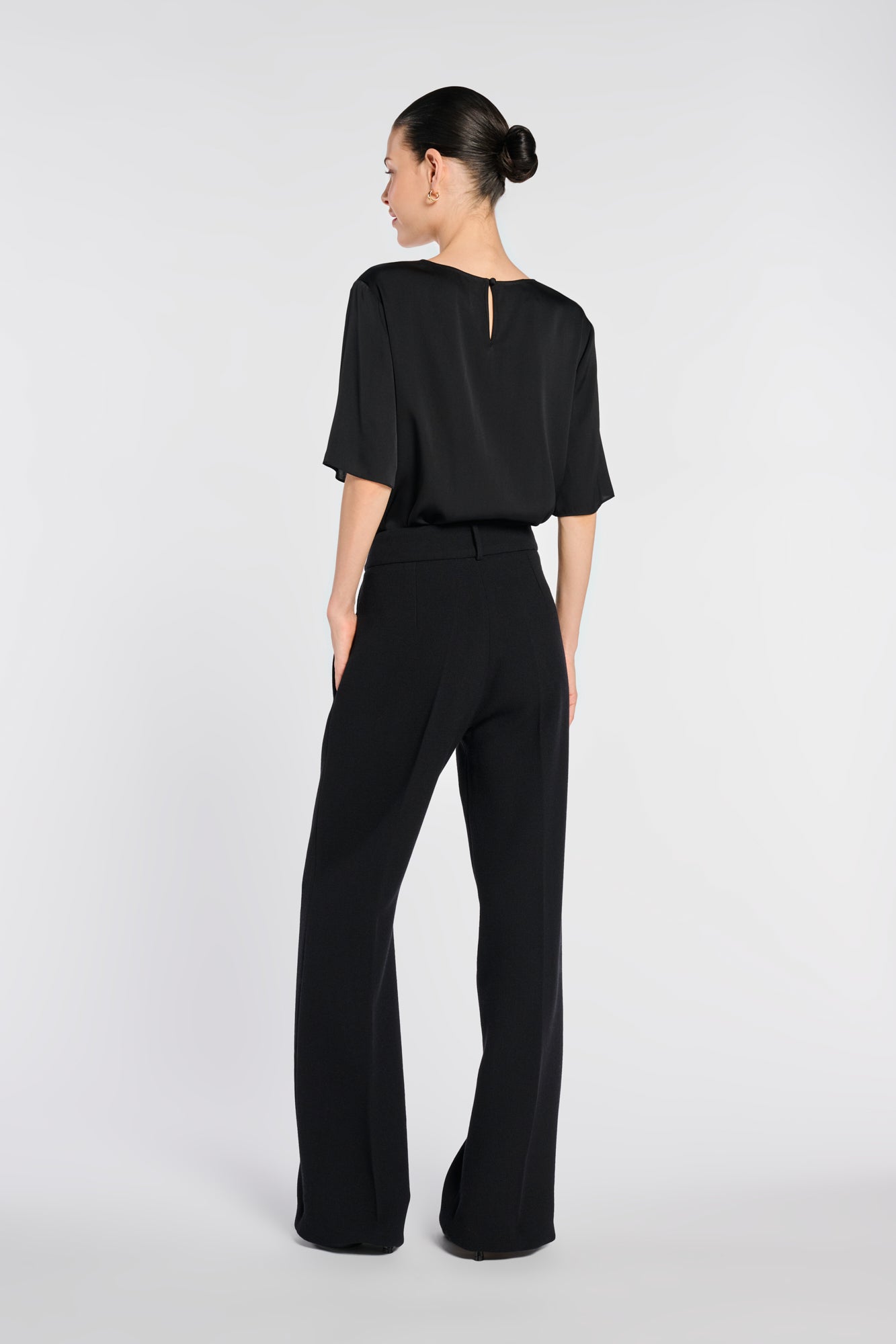 Wide-leg wool crepe trousers 