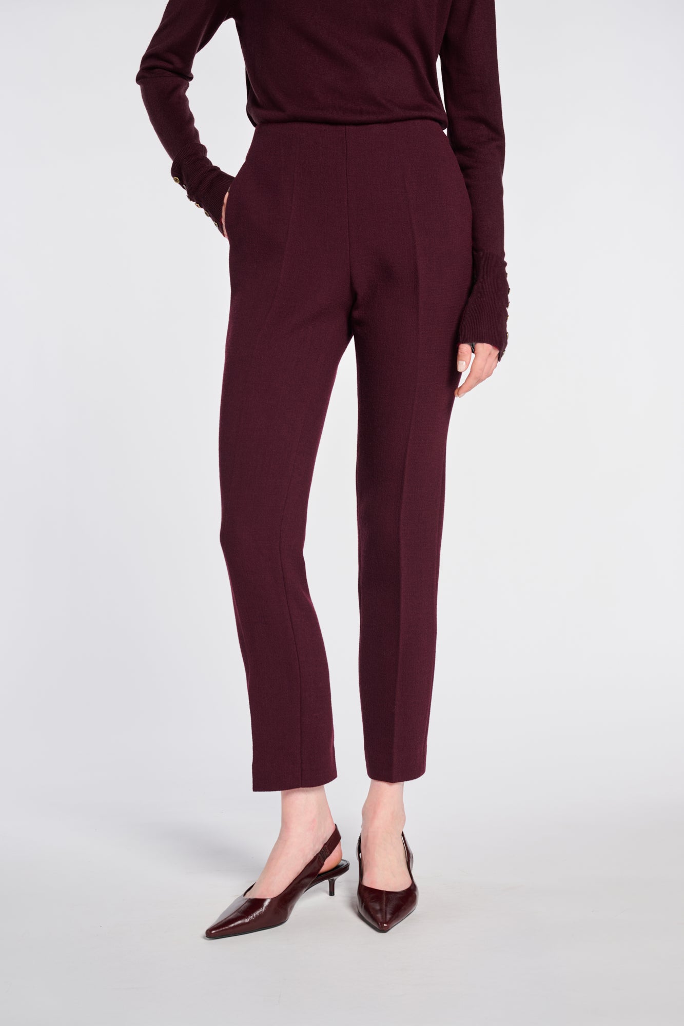 Wool crepe cigarette trousers