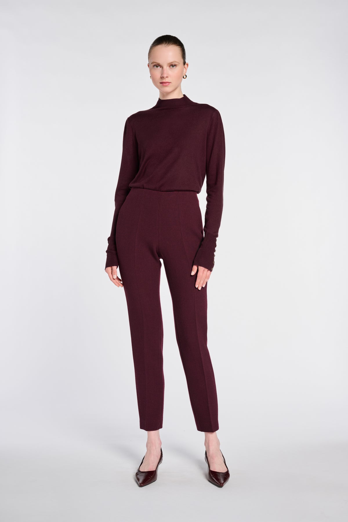 Wool crepe cigarette trousers
