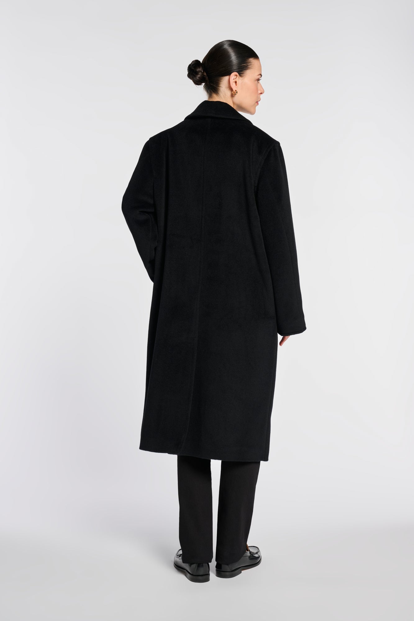 Manteau à double boutonnage en laine et doublure fantaisie