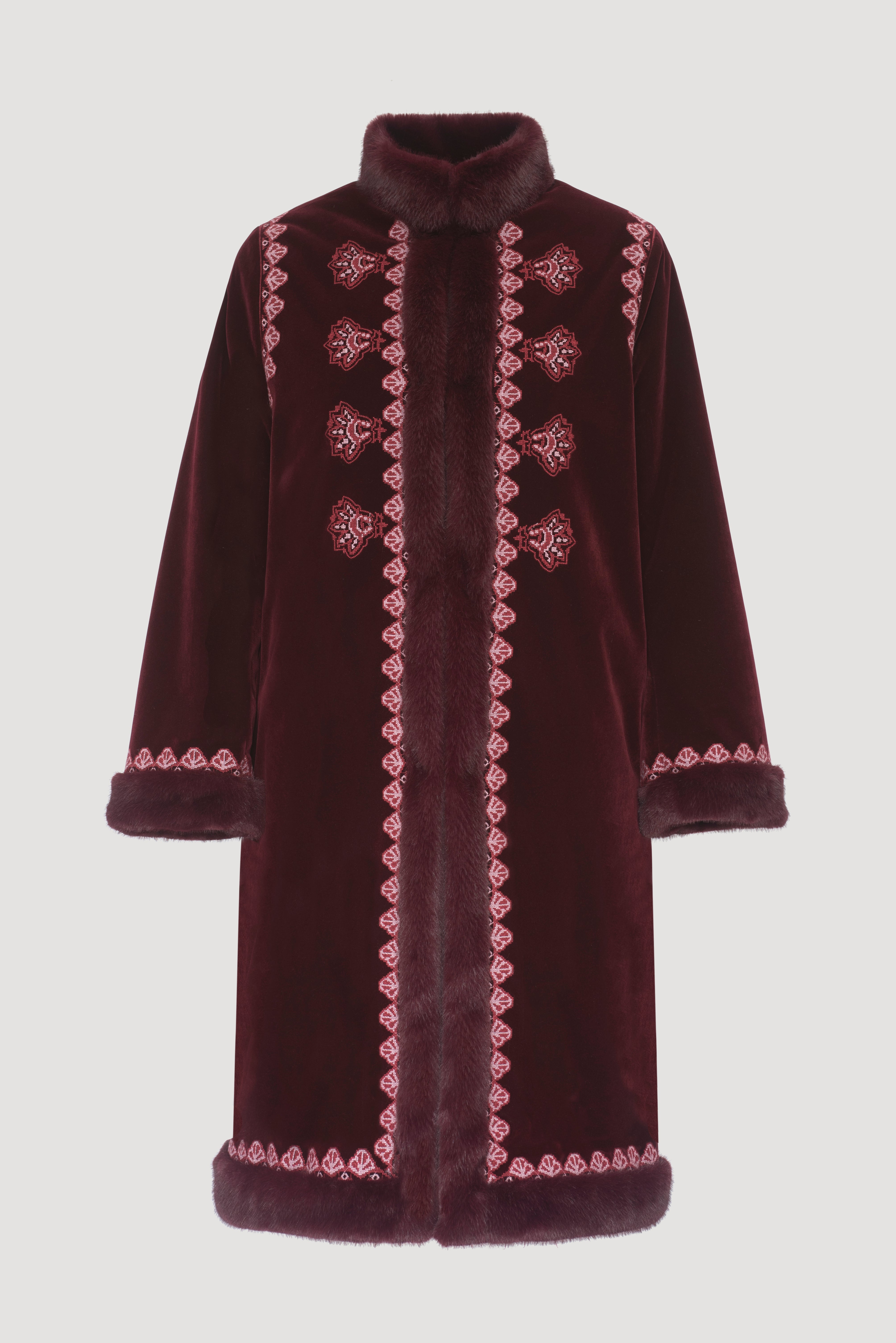 Manteau brodé bi-matière