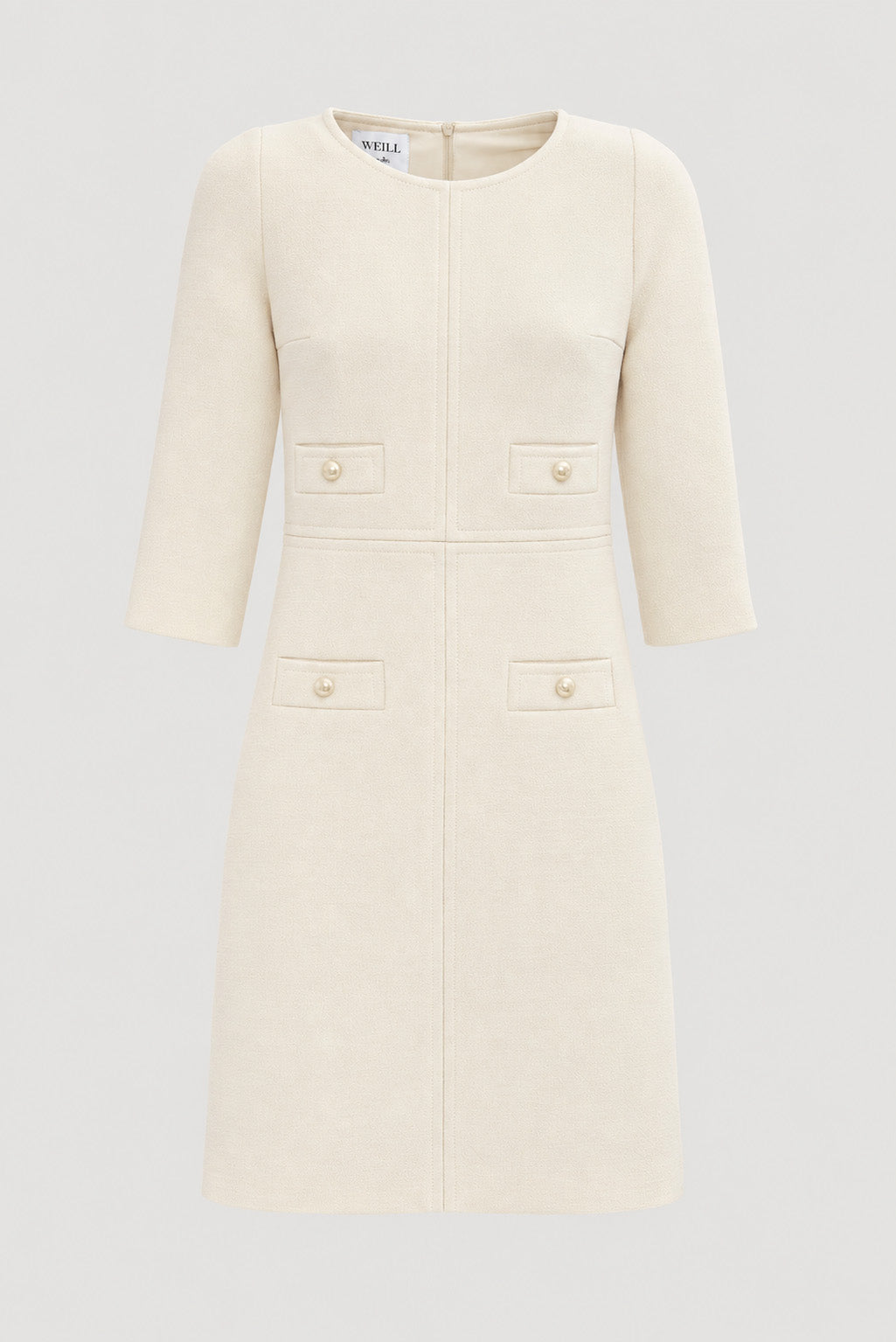 Robe en crêpe de laine surpiquée