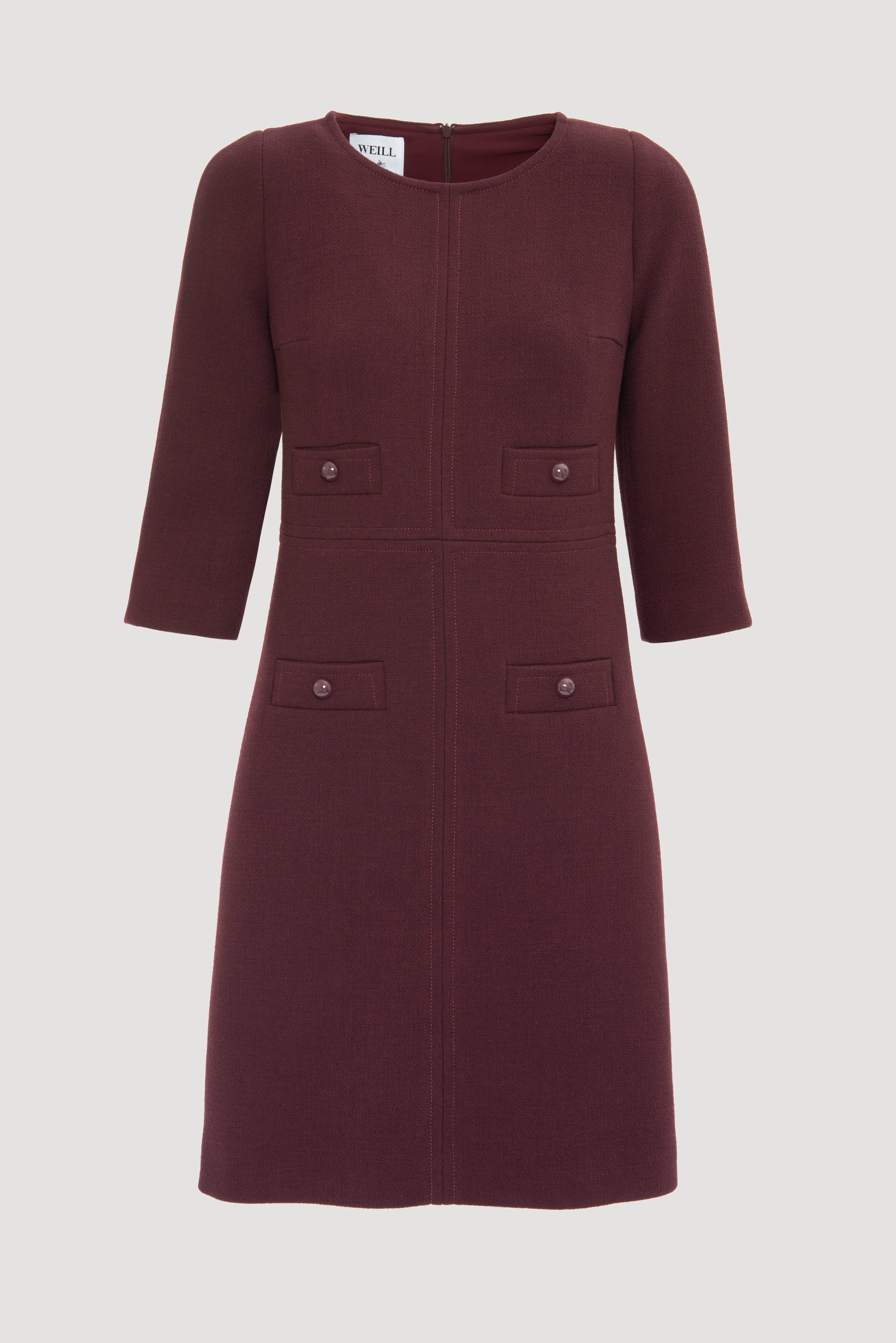 Robe en crêpe de laine surpiquée