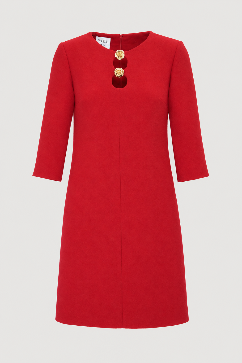Robe en crêpe de laine à détail bijoux