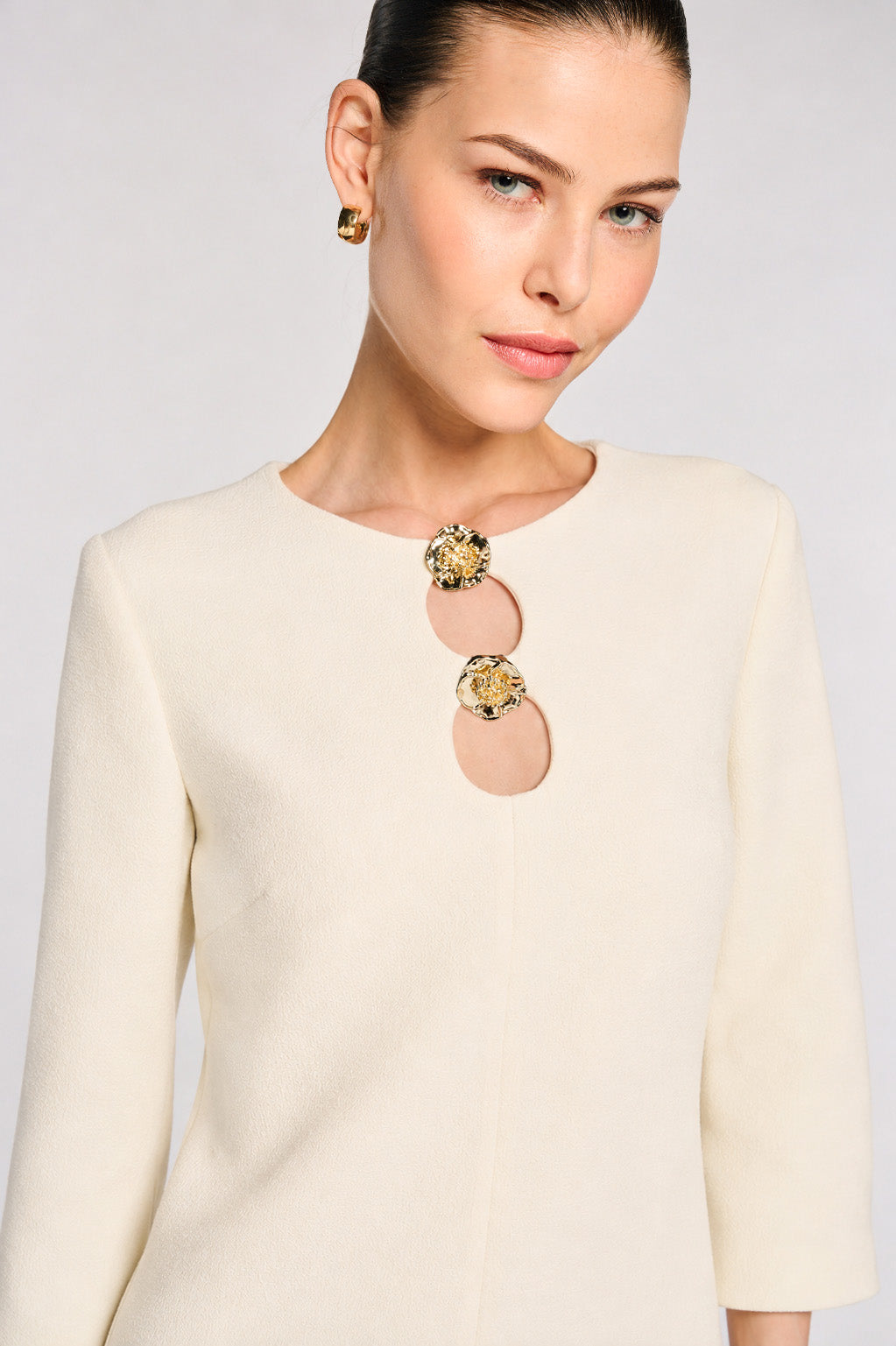 Wool crepe dress with jewellery details