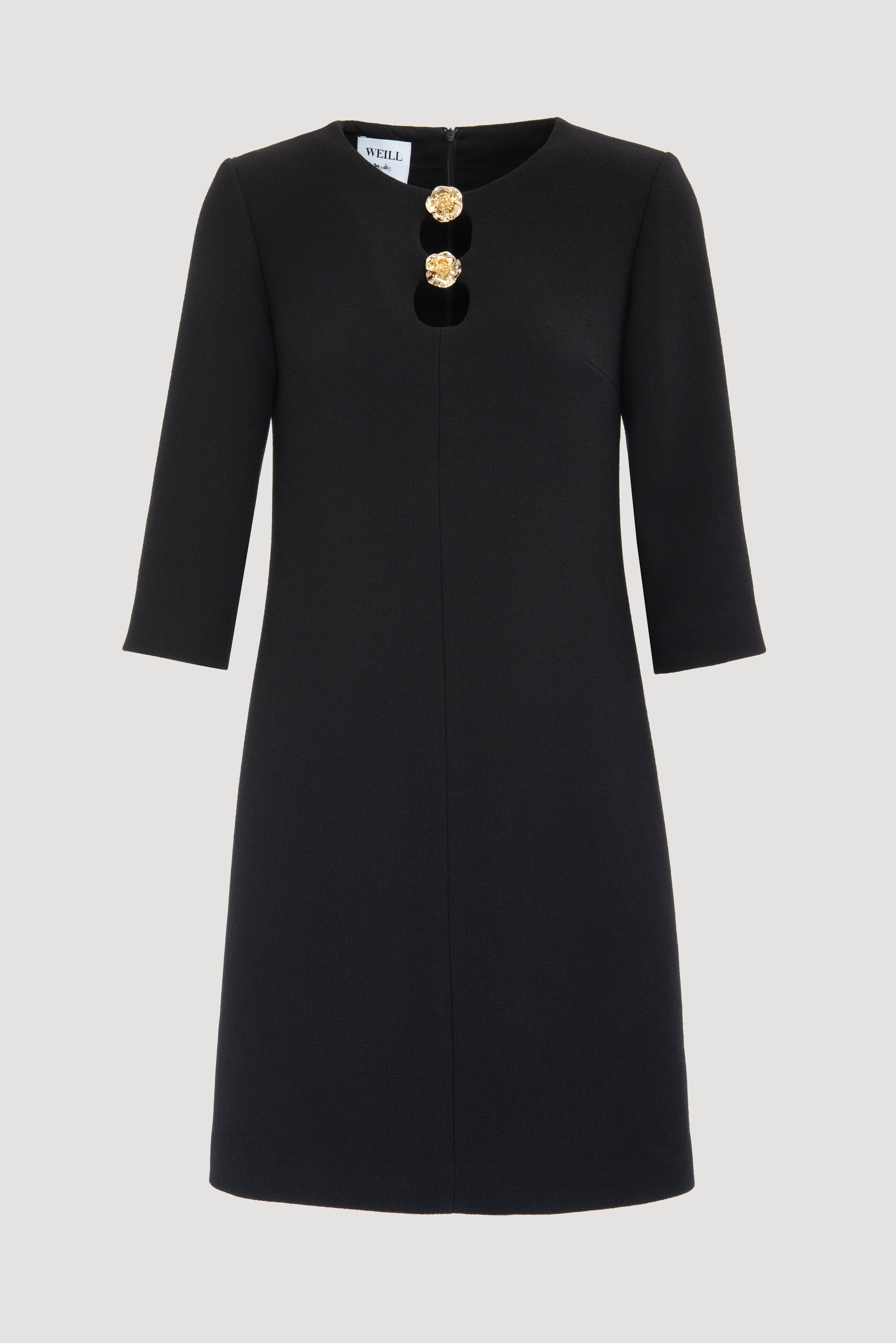 Robe en crêpe de laine à détail bijoux