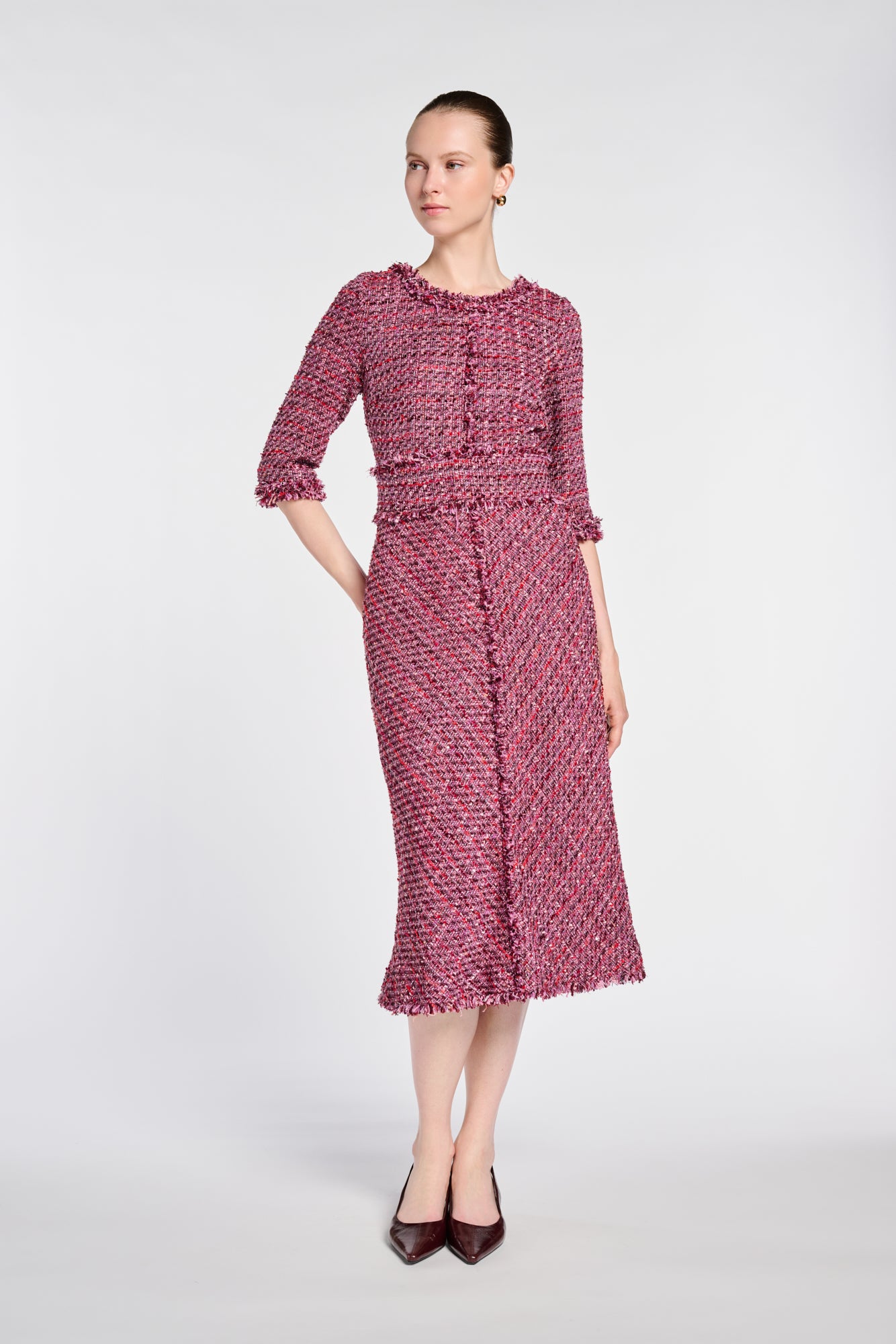 Robe fluide en tweed irisée