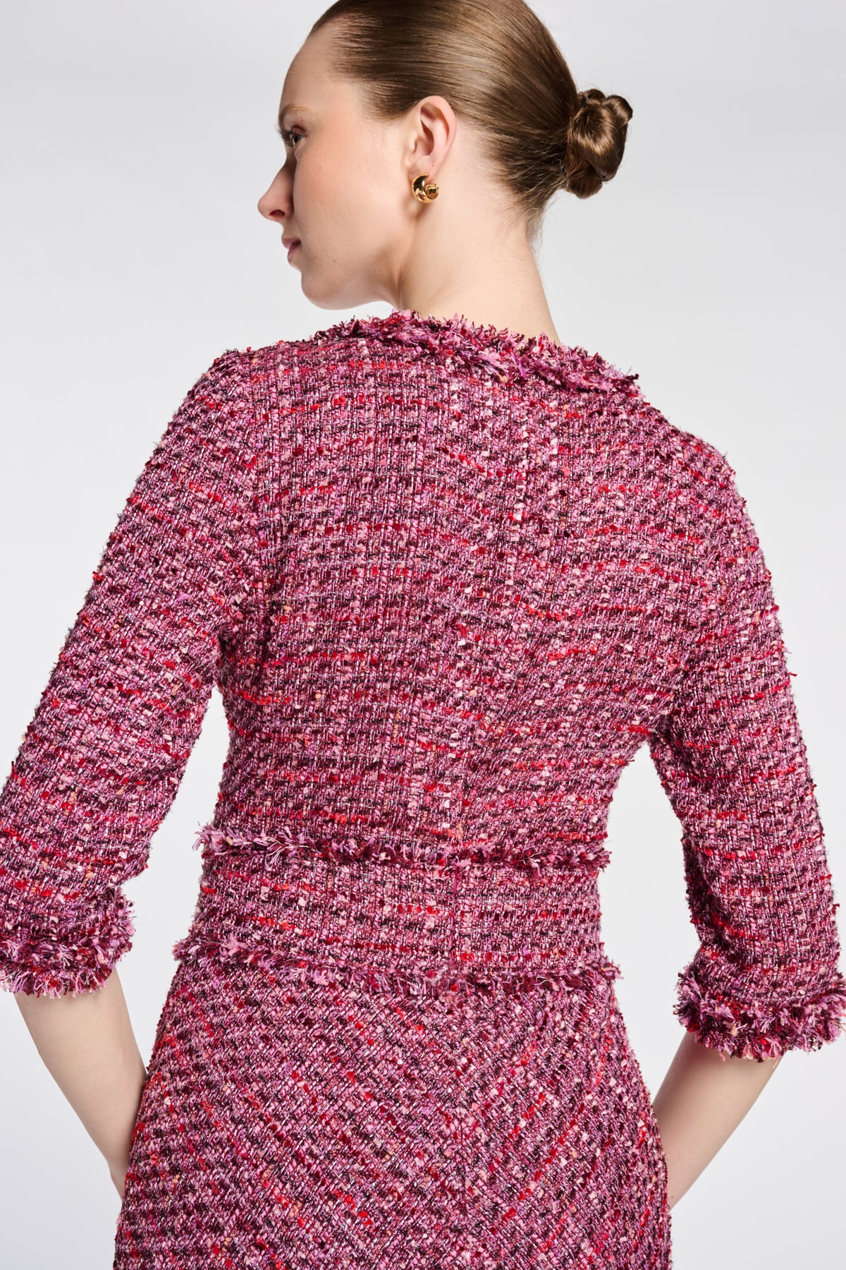 Flowing iridescent tweed dress