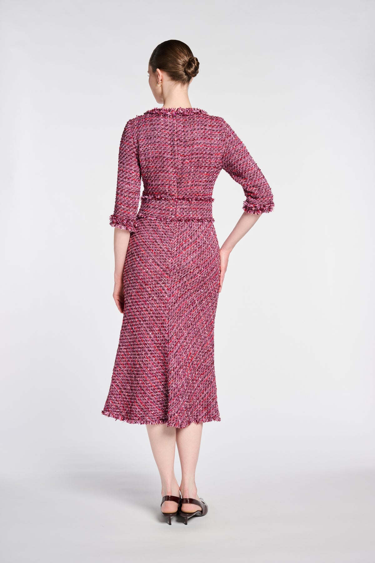 Flowing iridescent tweed dress