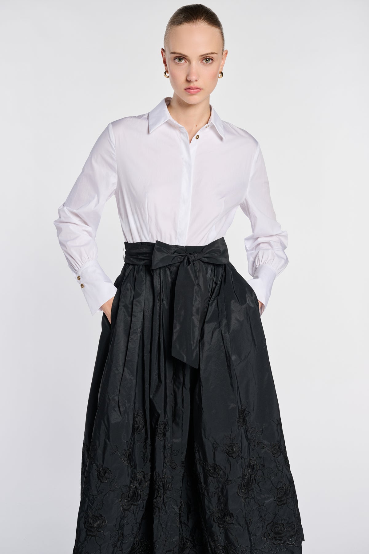 Robe chemise bimatière
