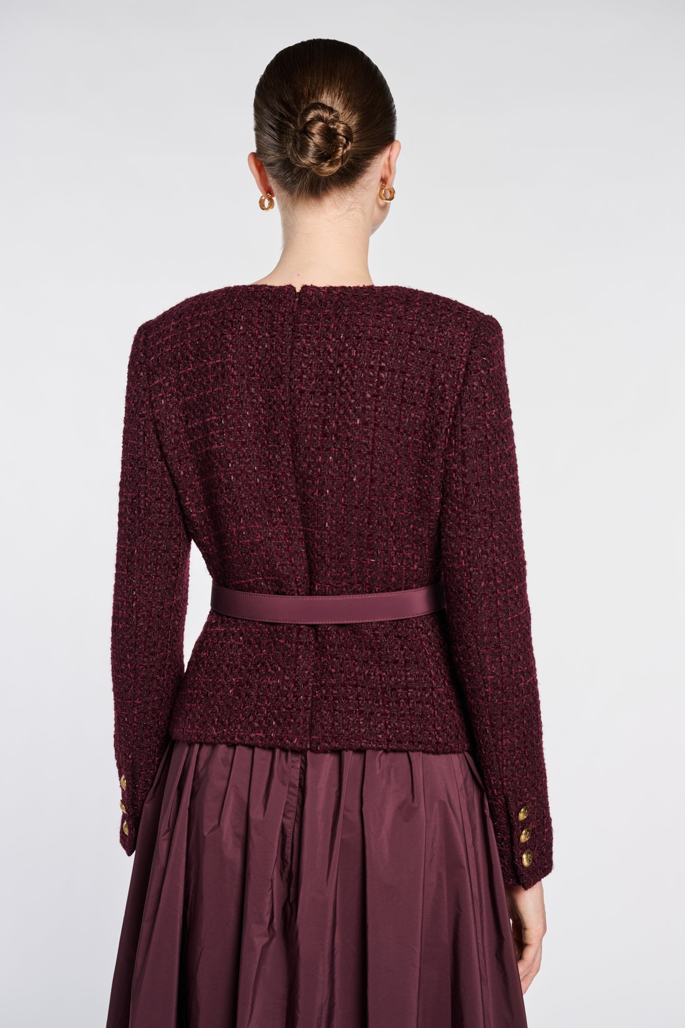 Robe midi en tweed et tafetas