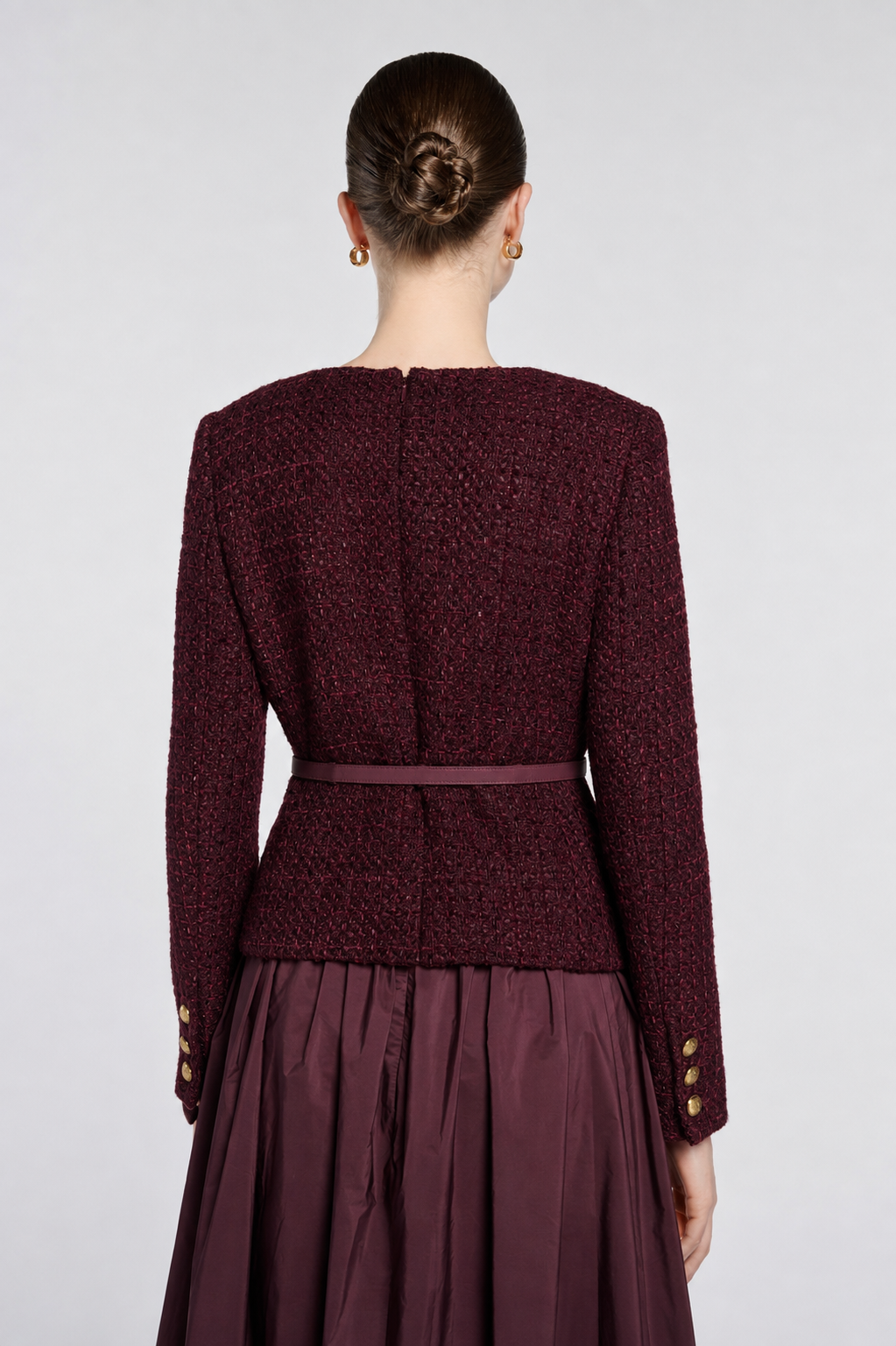 Robe midi en tweed et tafetas