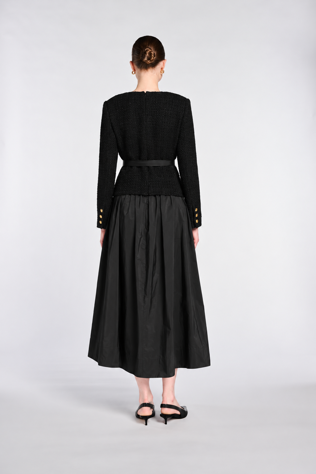 Tweed and taffeta midi dress
