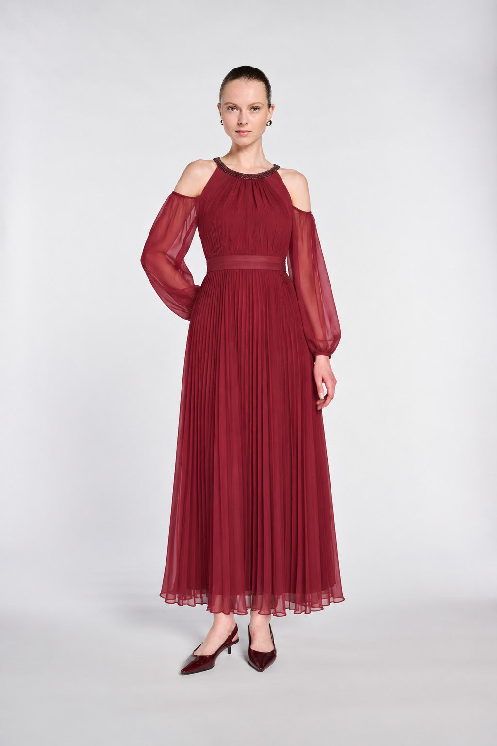 Robe longue plissée