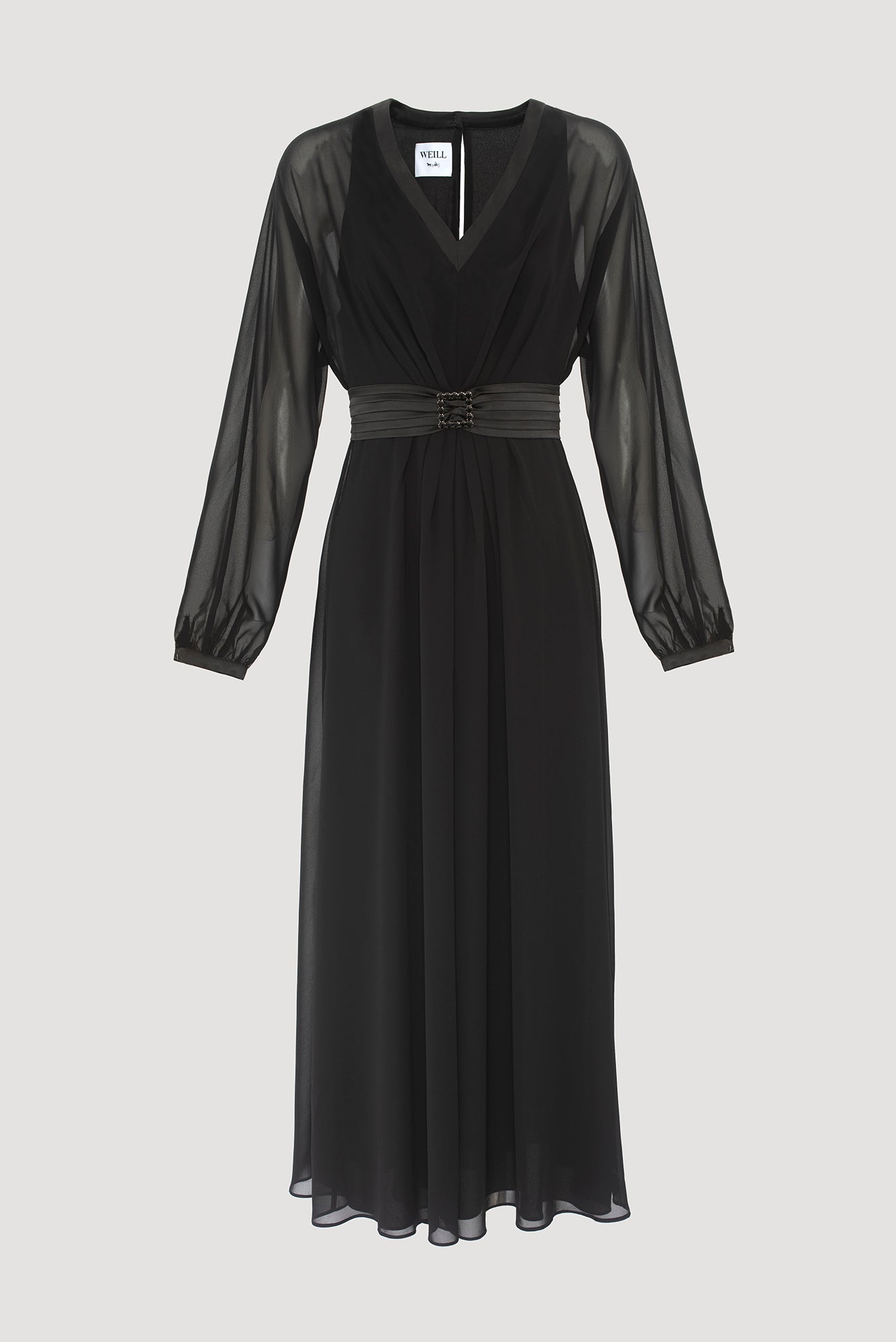 Robe longue à ceinture bijou