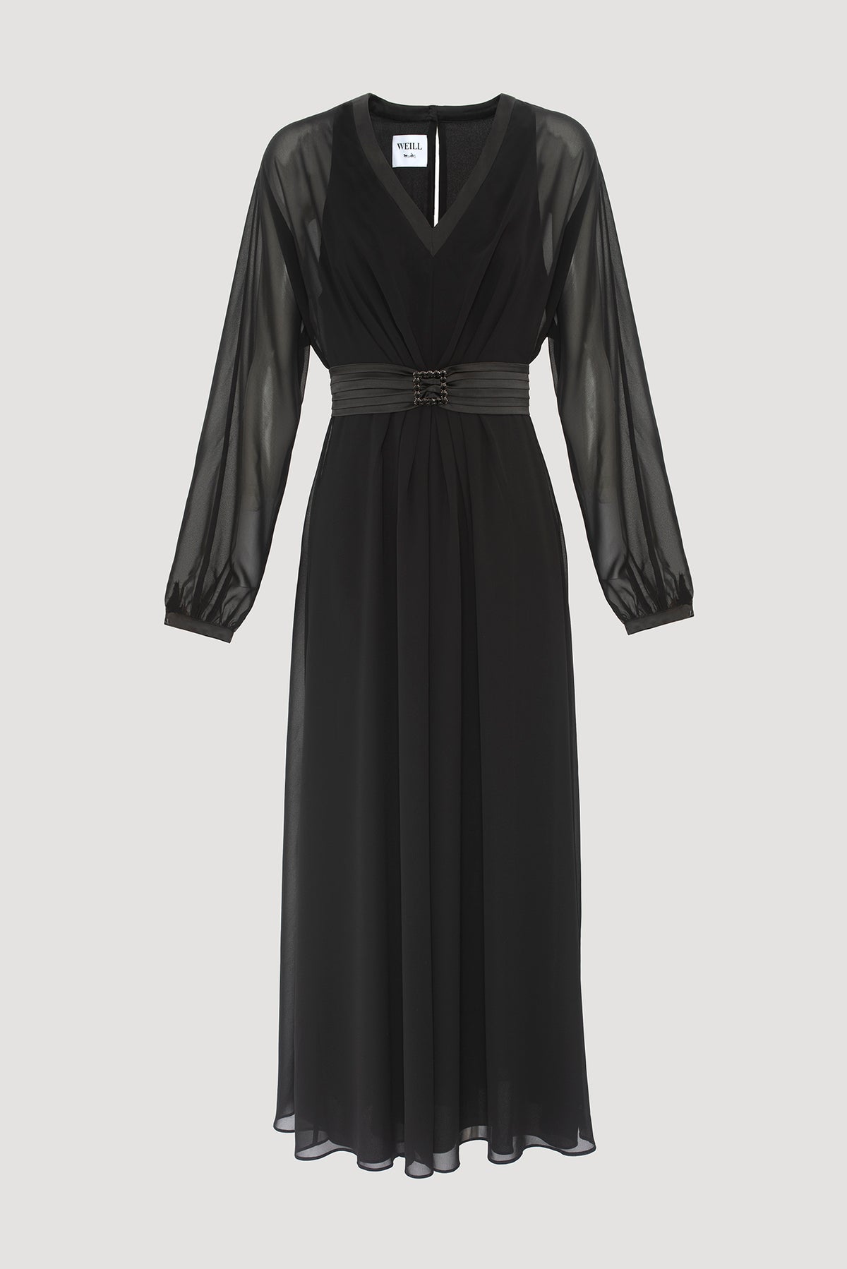 Robe longue à ceinture bijou